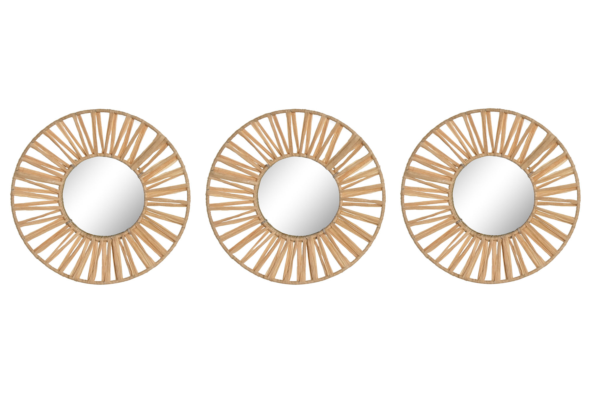 ESPEJO SET 3 RAFIA CRISTAL 20X2X20 NATURAL