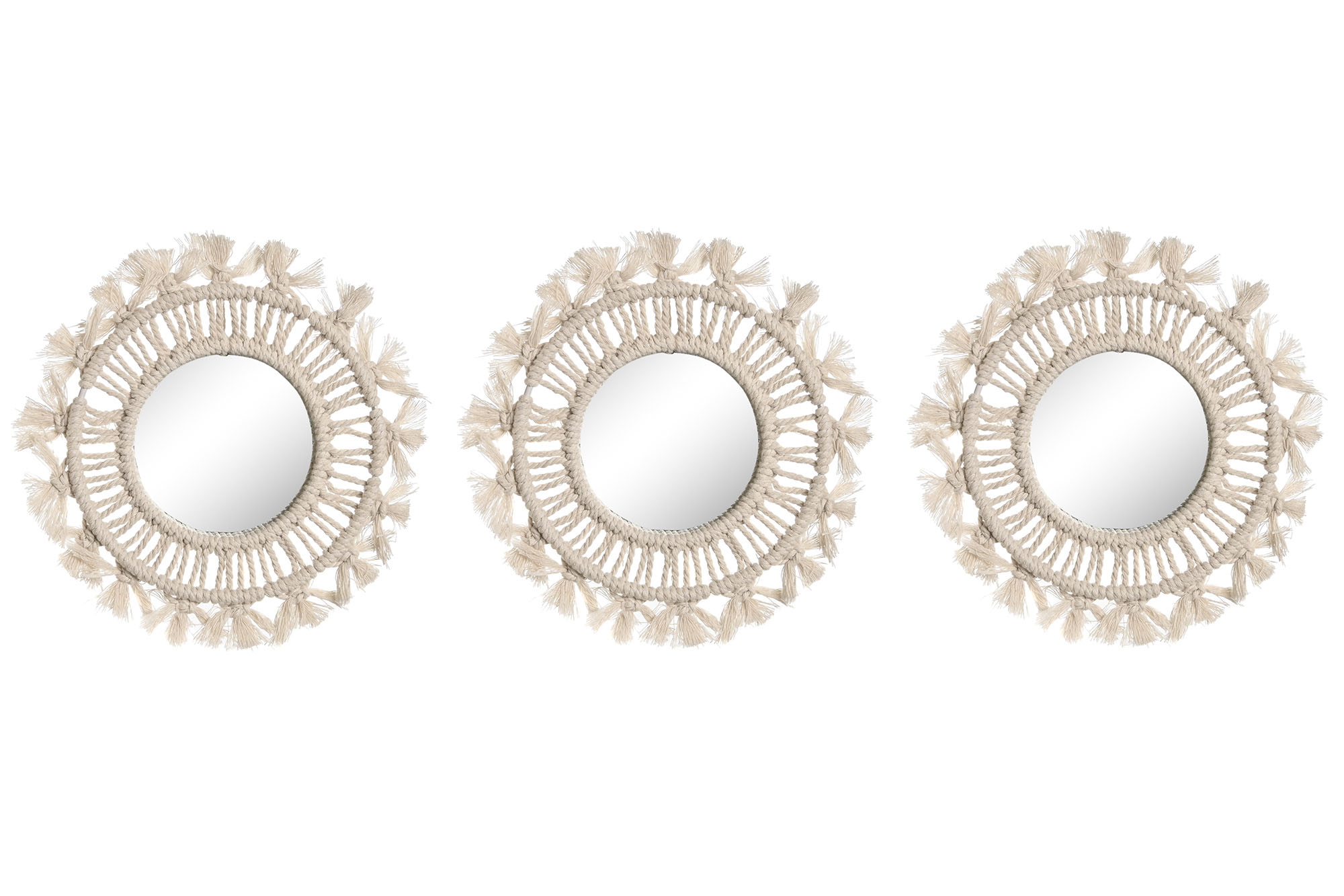 ESPEJO SET 3 MACRAME CRISTAL 20X1X20 BLANCO
