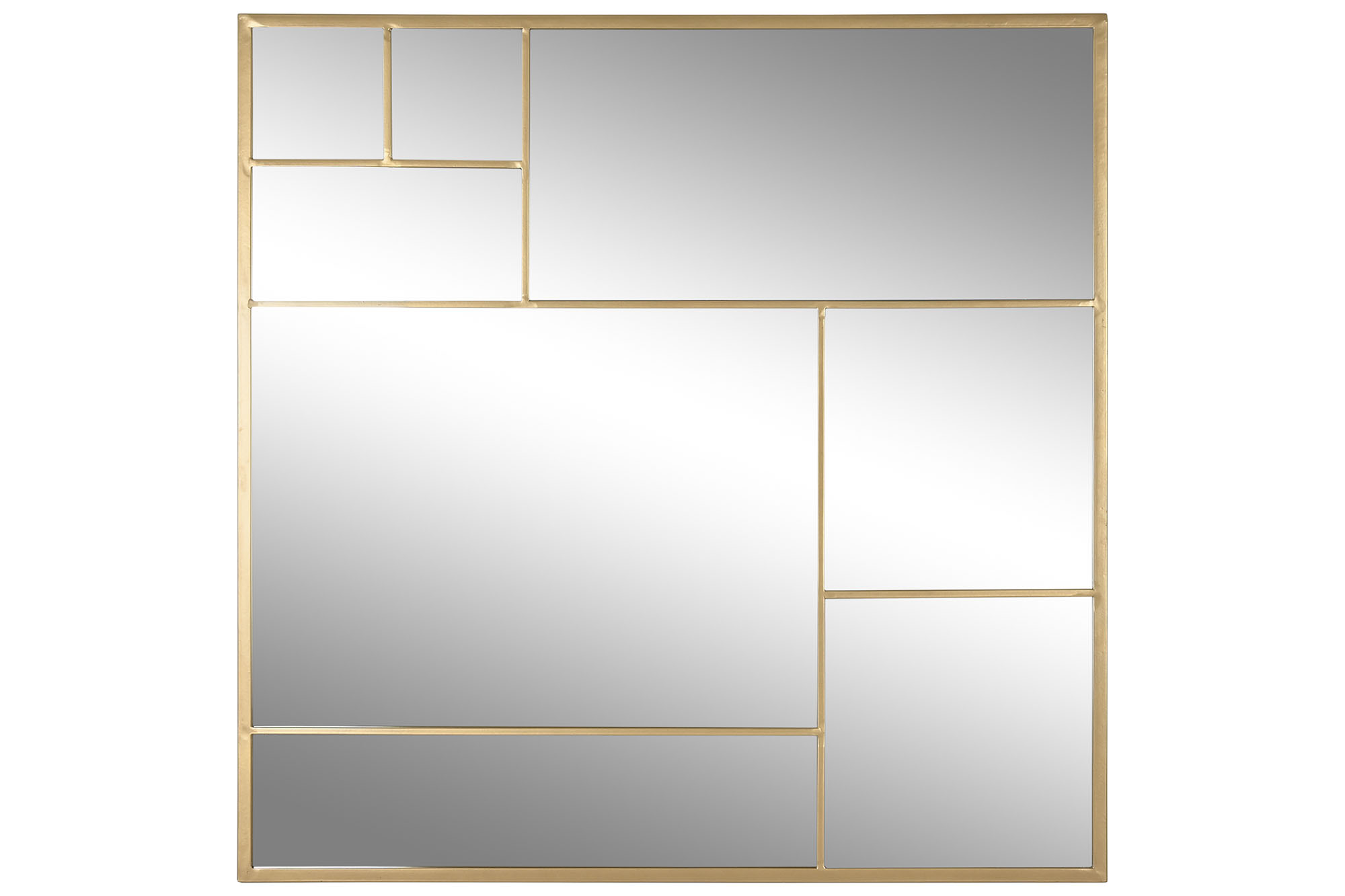 ESPEJO HIERRO CRISTAL 90X2X90 DORADO