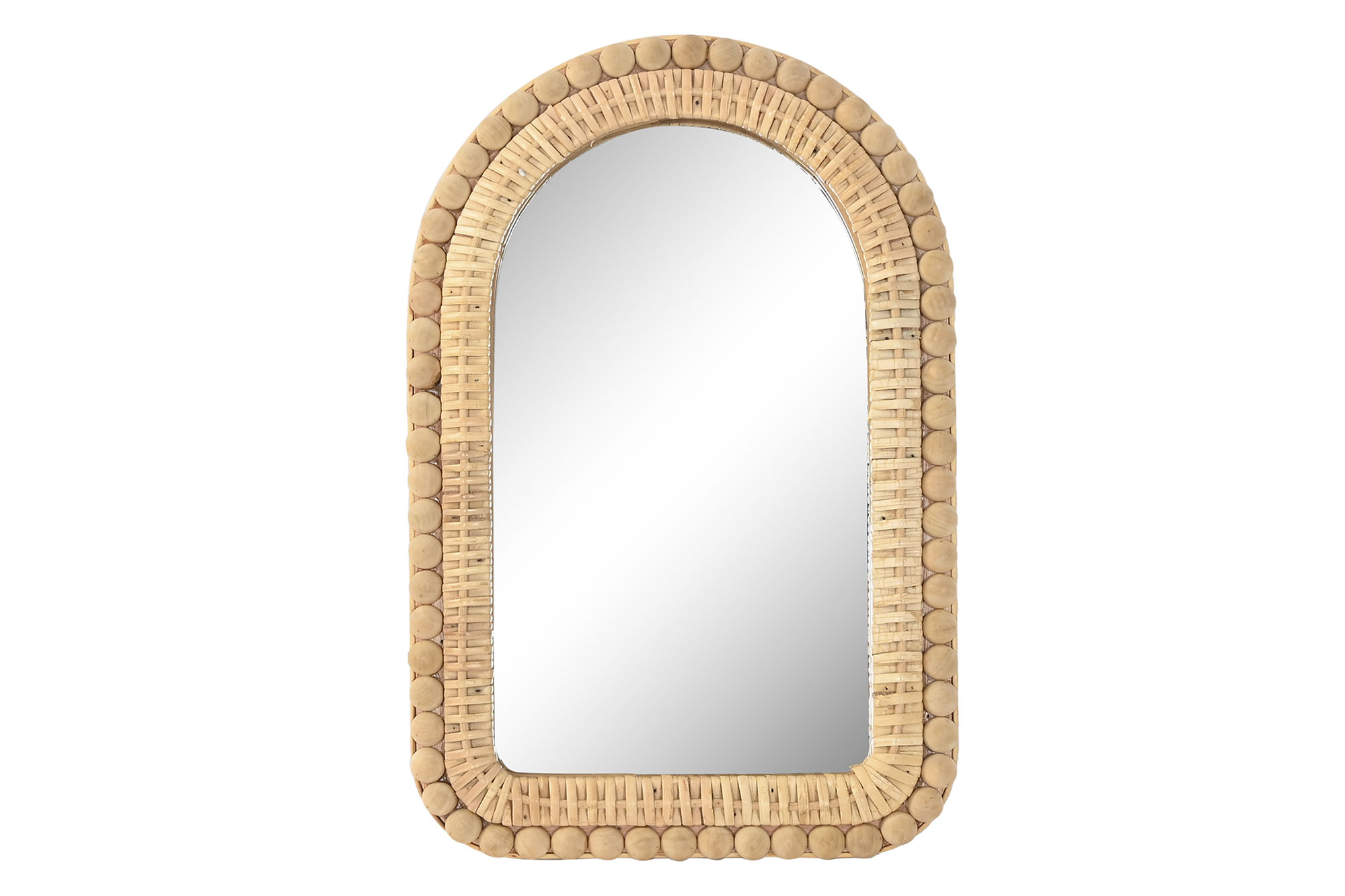ESPEJO RATAN CRISTAL 30X3X45,5 BOLITAS NATURAL