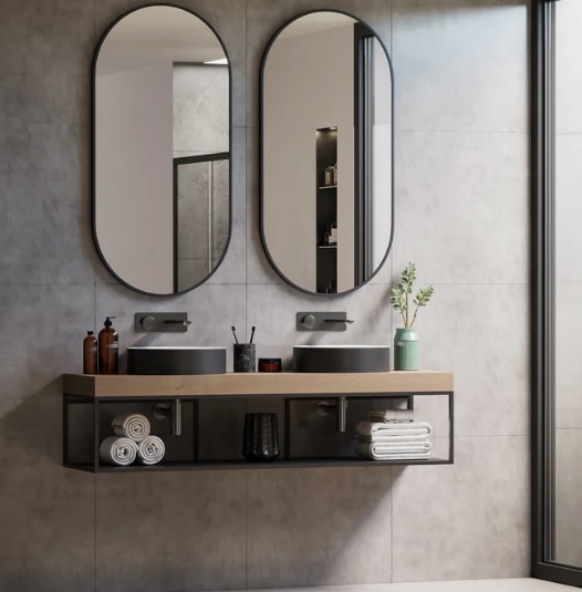 ESPEJO HIERRO CRISTAL 60X2X120 NEGRO 2