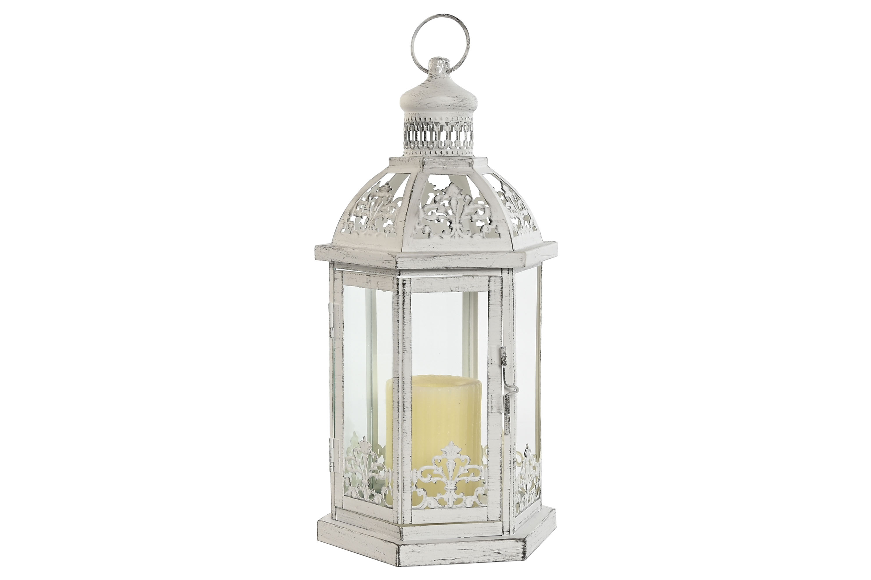 FAROLA METAL CRISTAL 18X16X35 DESGASTADO 4