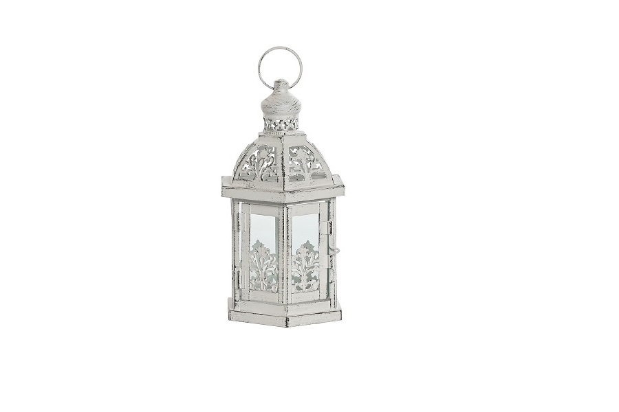 FAROLA METAL CRISTAL  DESGASTADO
