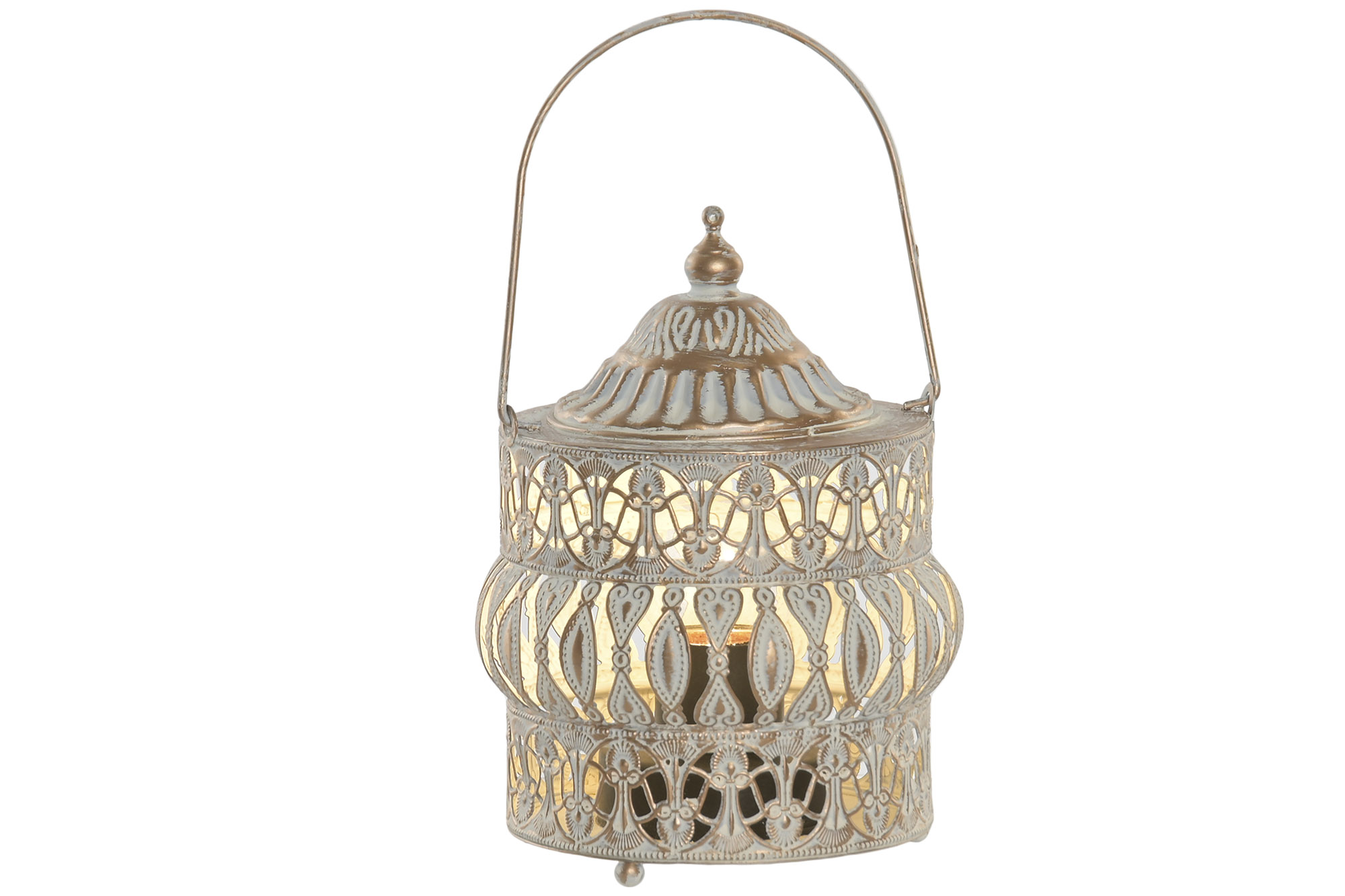 FAROLA 11,5X11,5X15,5 ENVEJECIDO BLANCO 2