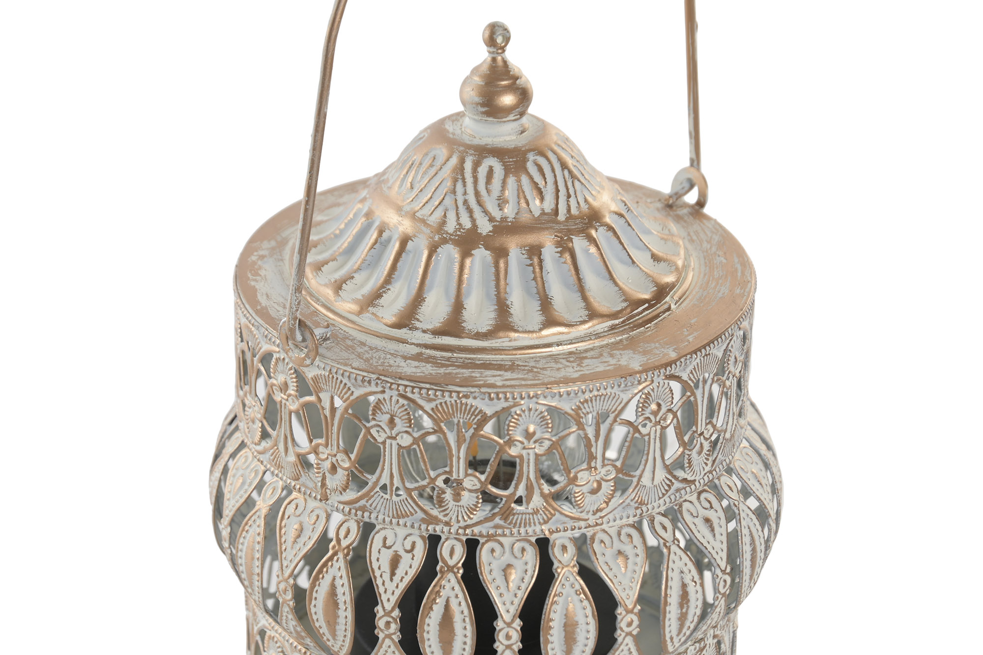 FAROLA 11,5X11,5X15,5 ENVEJECIDO BLANCO 3