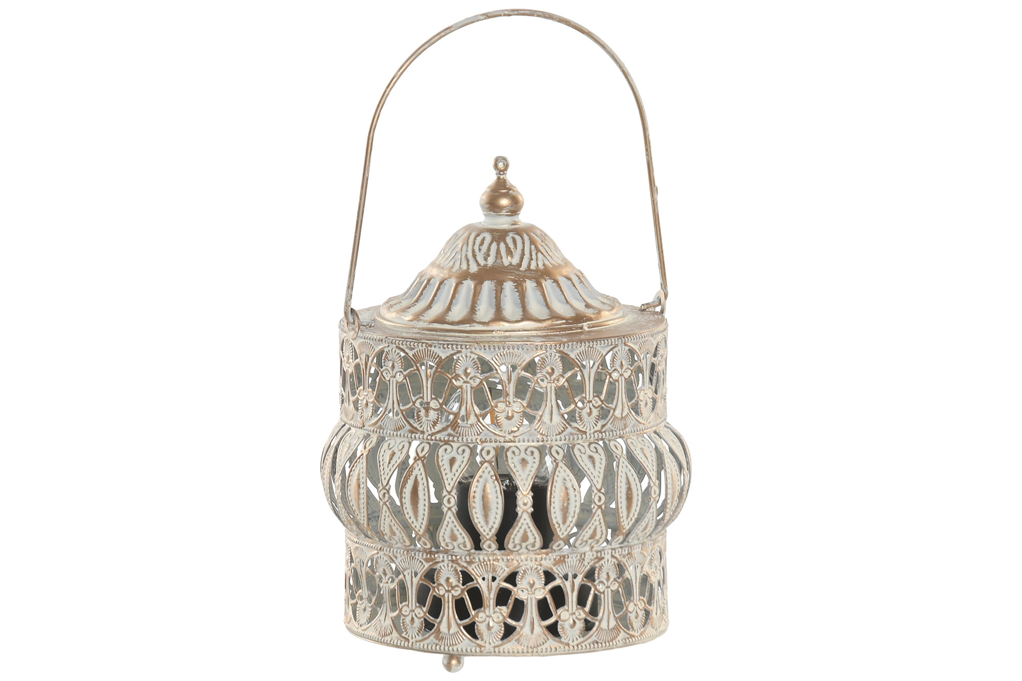 FAROLA 11,5X11,5X15,5 ENVEJECIDO BLANCO