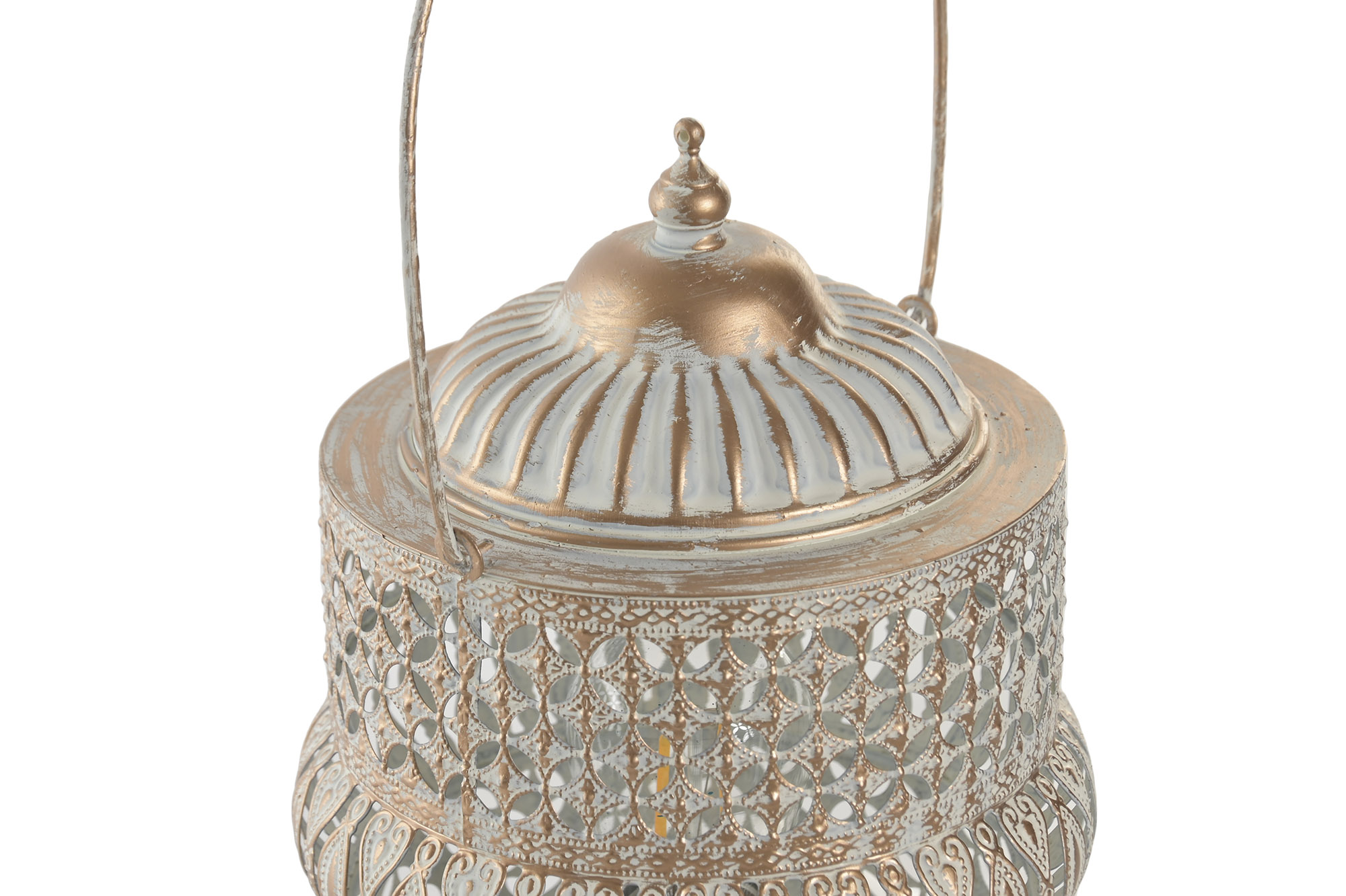 FAROLA METAL 14,5X14,5X19,5 ENVEJECIDO BLANCO 3