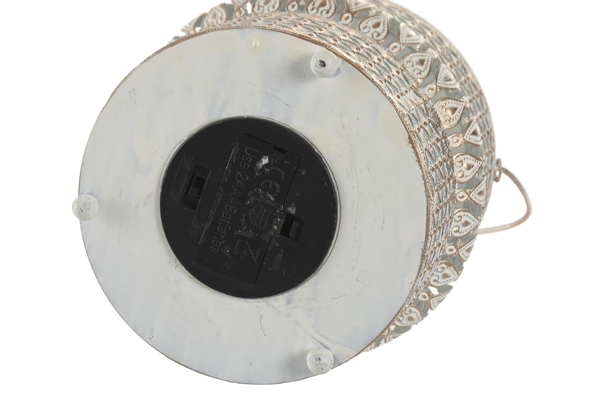 FAROLA METAL 14,5X14,5X19,5 ENVEJECIDO BLANCO 4