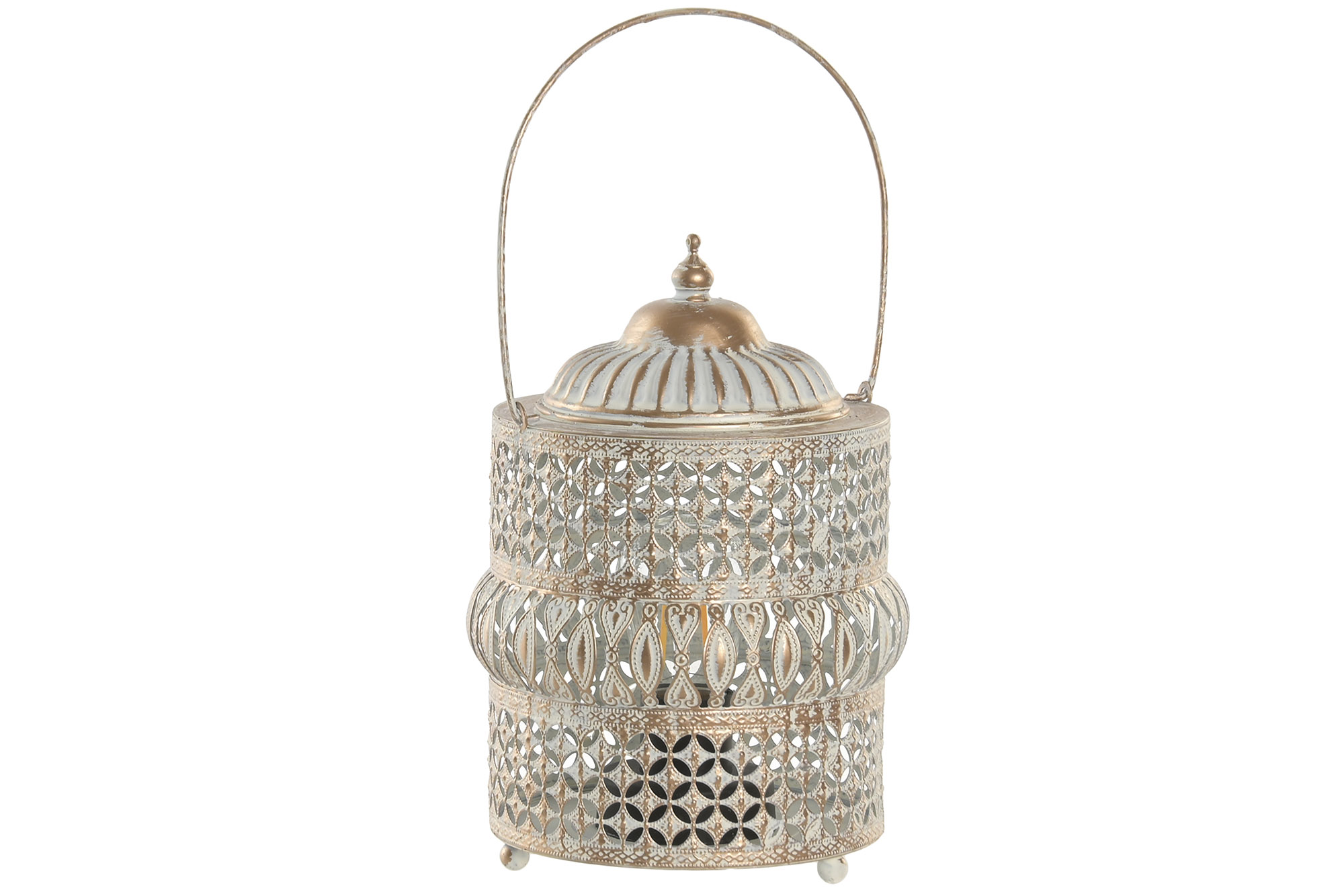 FAROLA METAL 14,5X14,5X19,5 ENVEJECIDO BLANCO