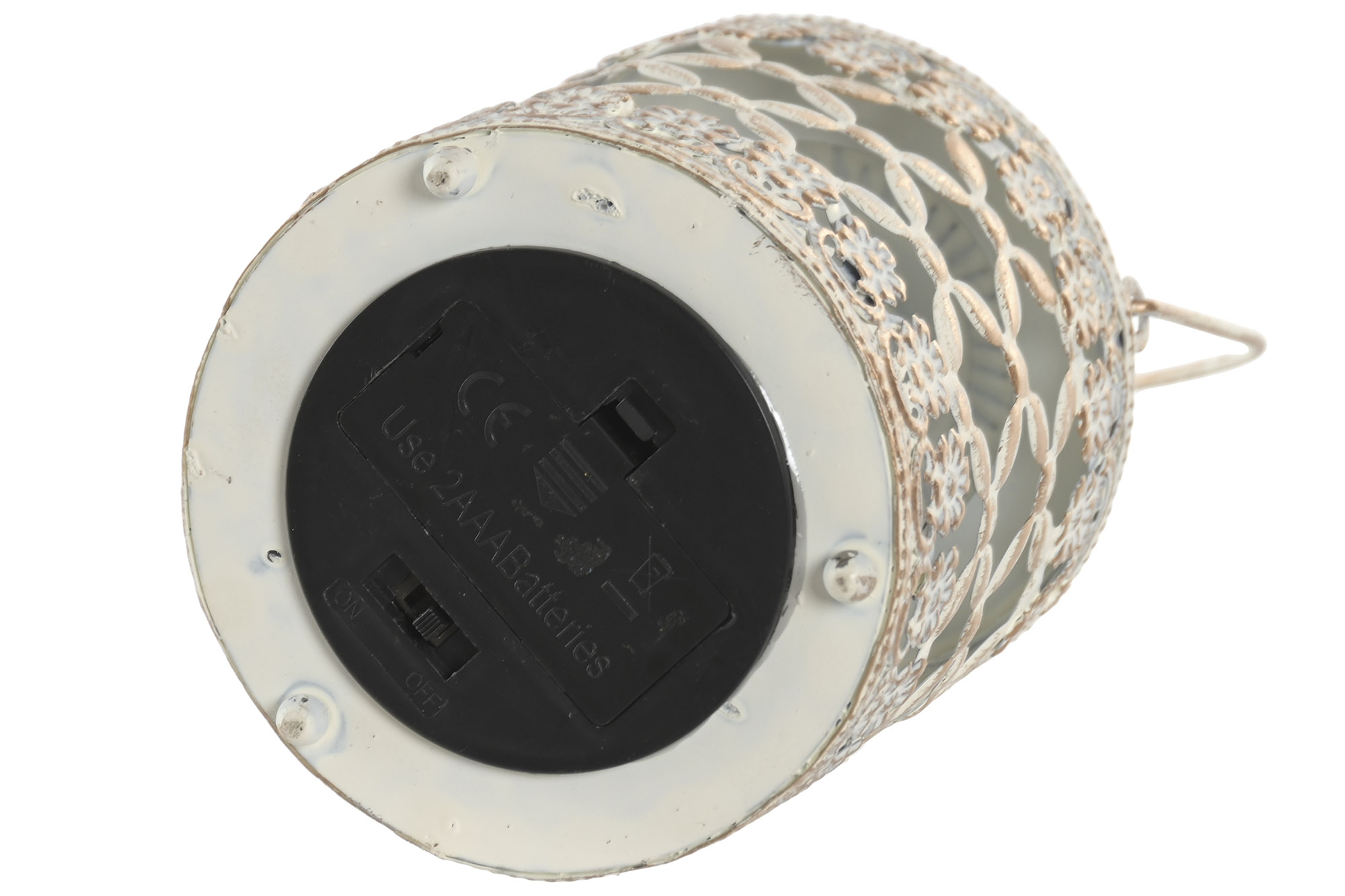 FAROLA METAL CRISTAL 9X9X14,5 ENVEJECIDO BLANCO 4