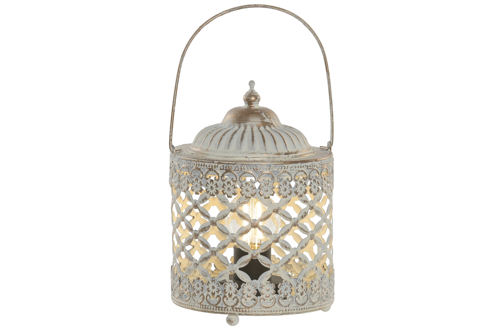 FAROLA METAL CRISTAL 13,5X13,5X19 ENVEJECIDO 2