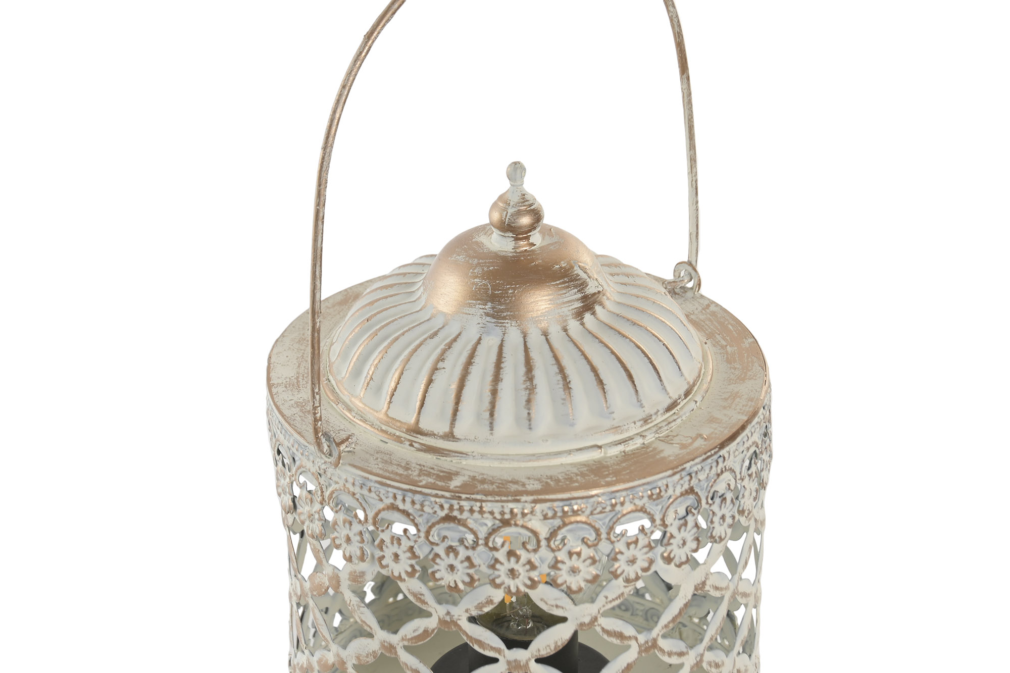 FAROLA METAL CRISTAL 13,5X13,5X19 ENVEJECIDO 3