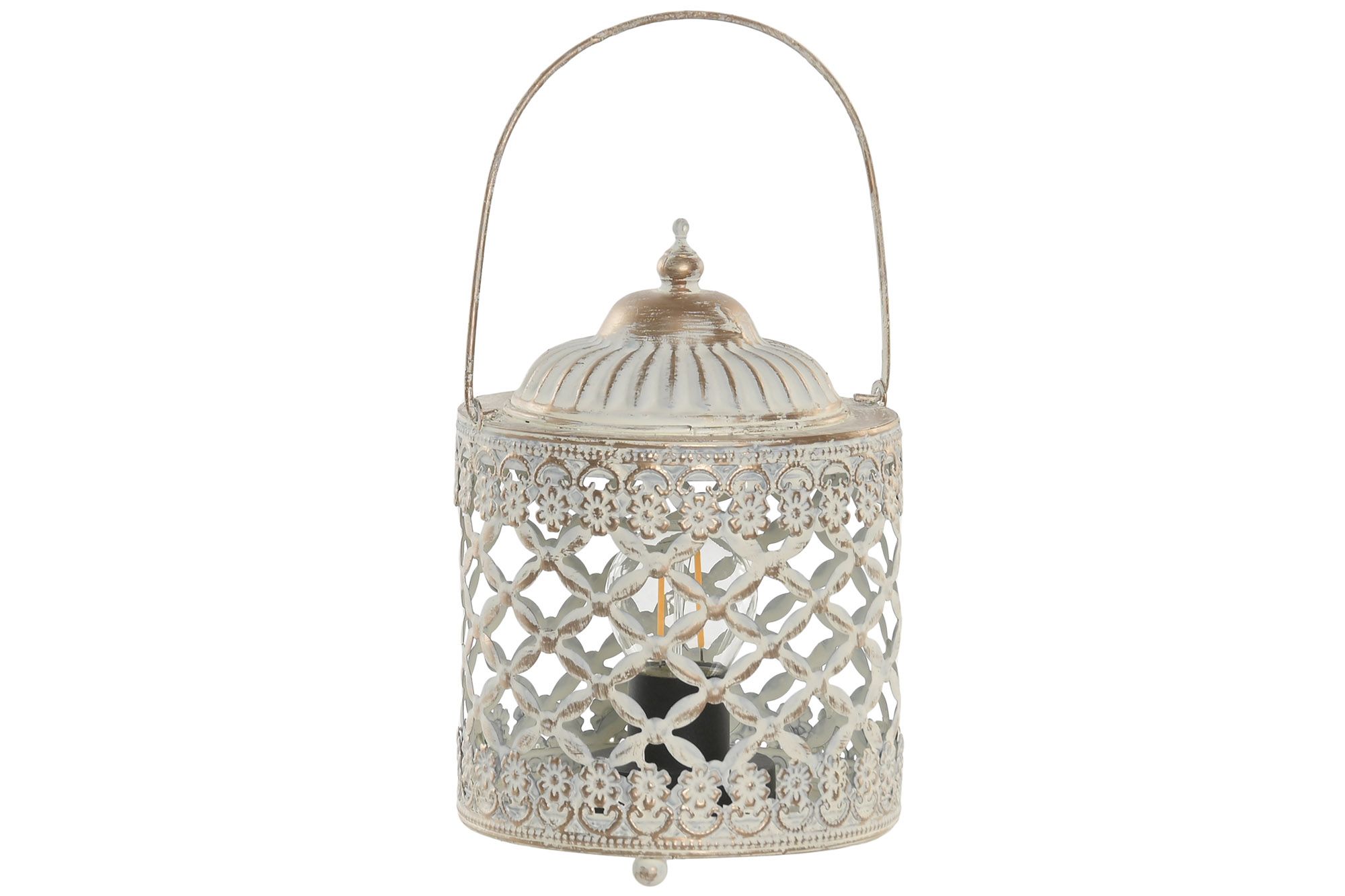 FAROLA METAL CRISTAL 13,5X13,5X19 ENVEJECIDO