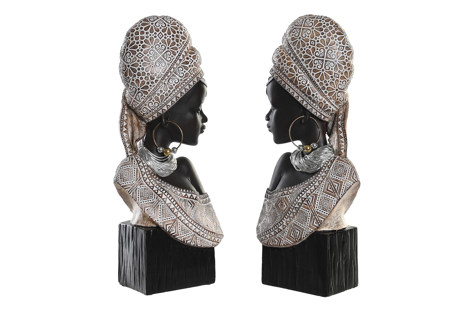 FIGURA RESINA 14X7,5X22 AFRICANA DORADA