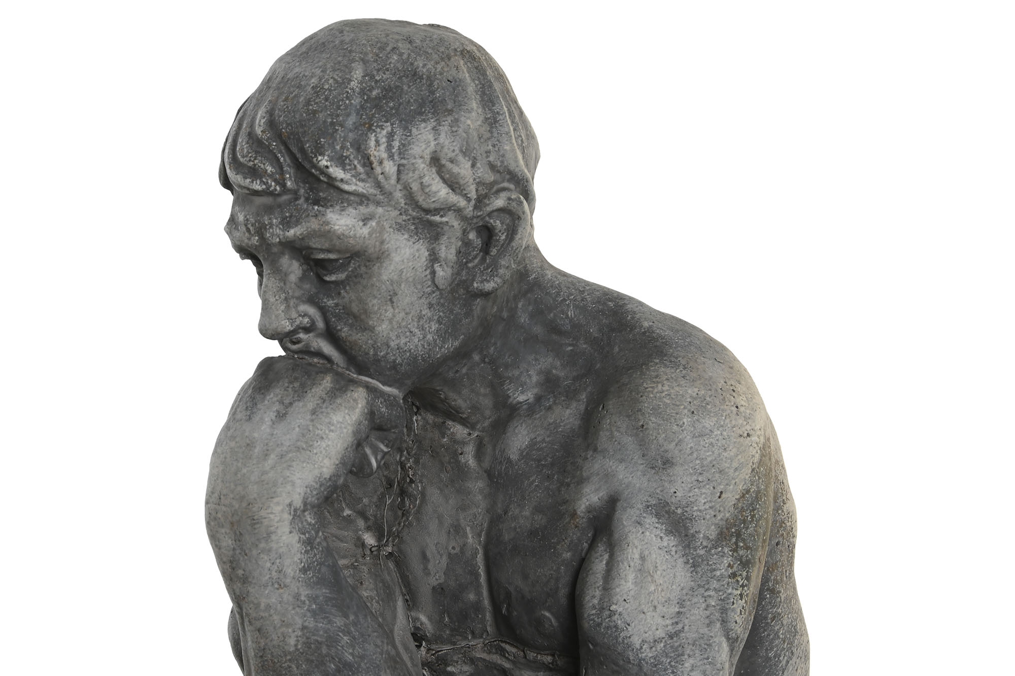 FIGURA CEMENTO 16X12X30 PENSADOR DESGASTADO GRIS 2