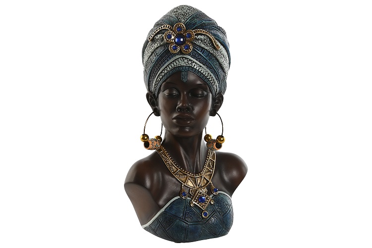 FIGURA RESINA 15X11X25 AFRICANA AZUL