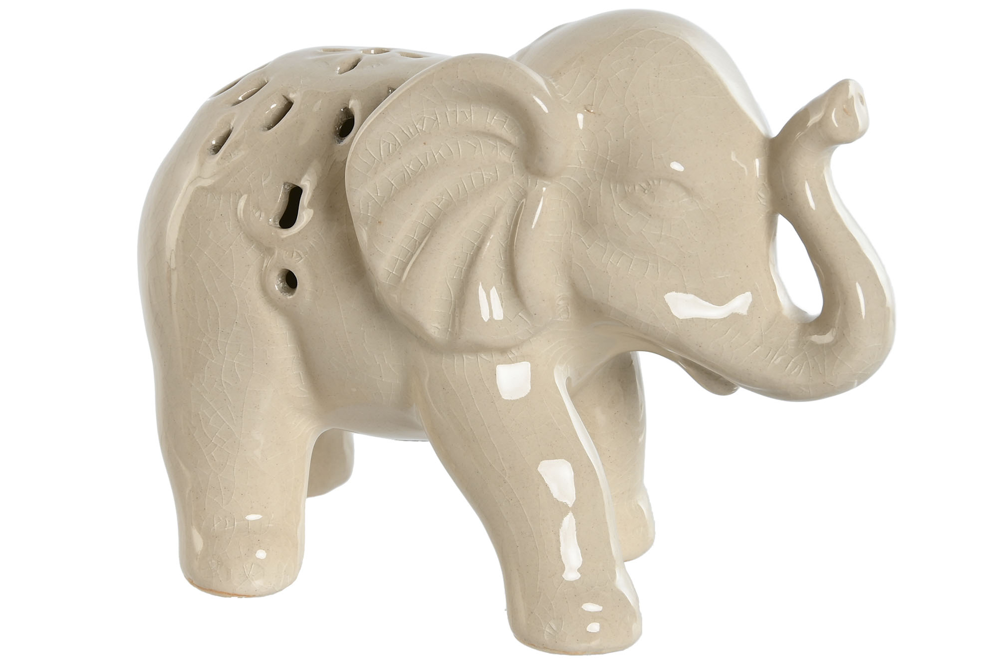 FIGURA CERAMICA 16X8X11 ELEFANTE CRAQUELADO BLANCO