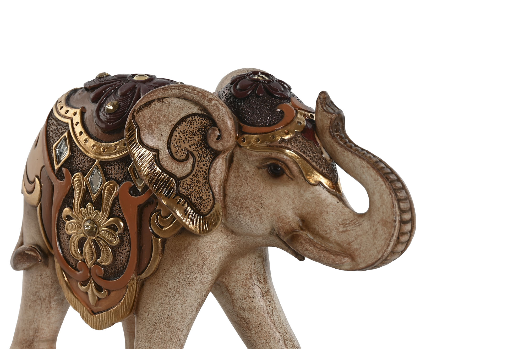FIGURA RESINA 15X5X11,5 ELEFANTE DORADO NARANJA 2