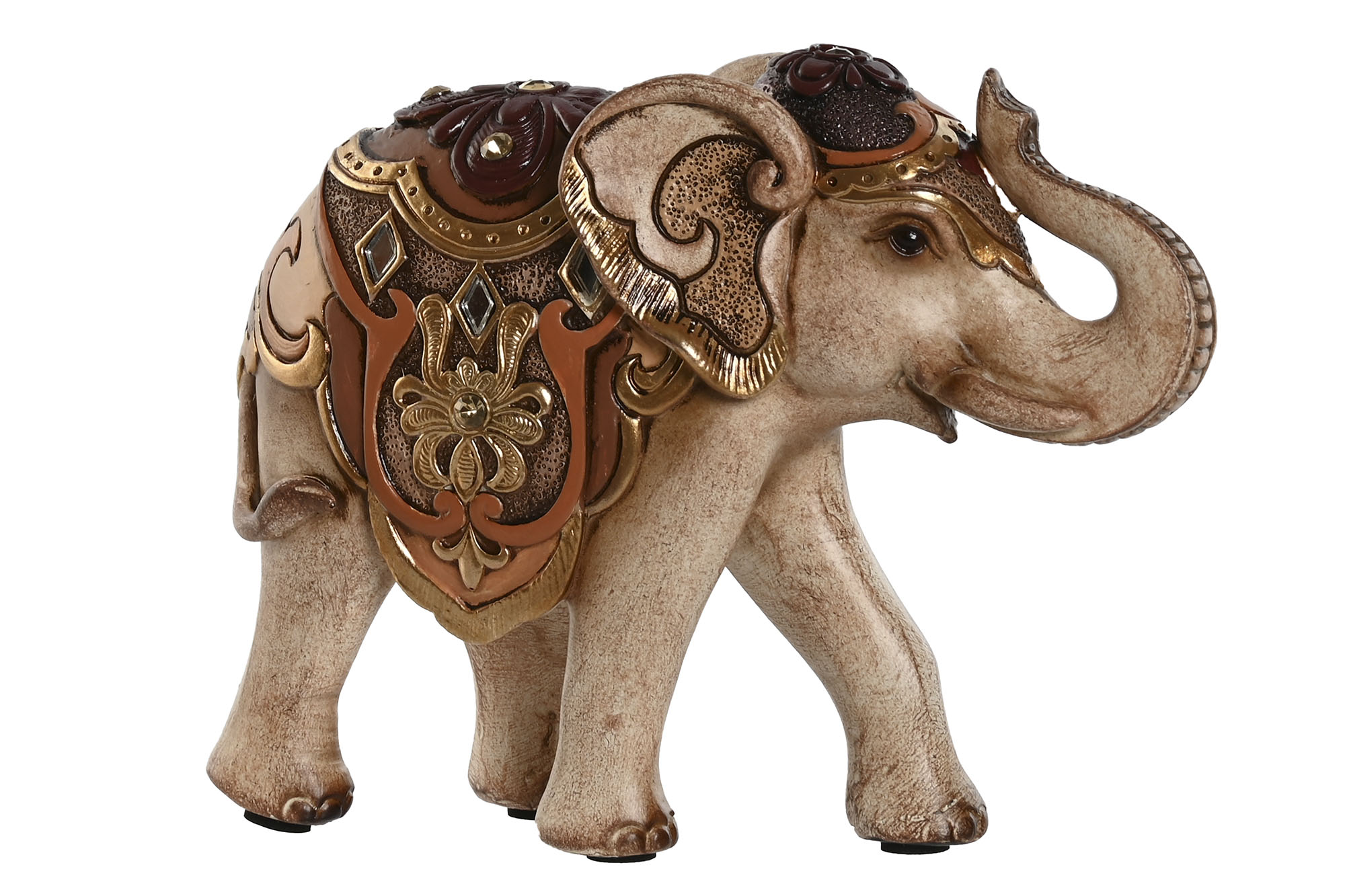 FIGURA RESINA 15X5X11,5 ELEFANTE DORADO NARANJA