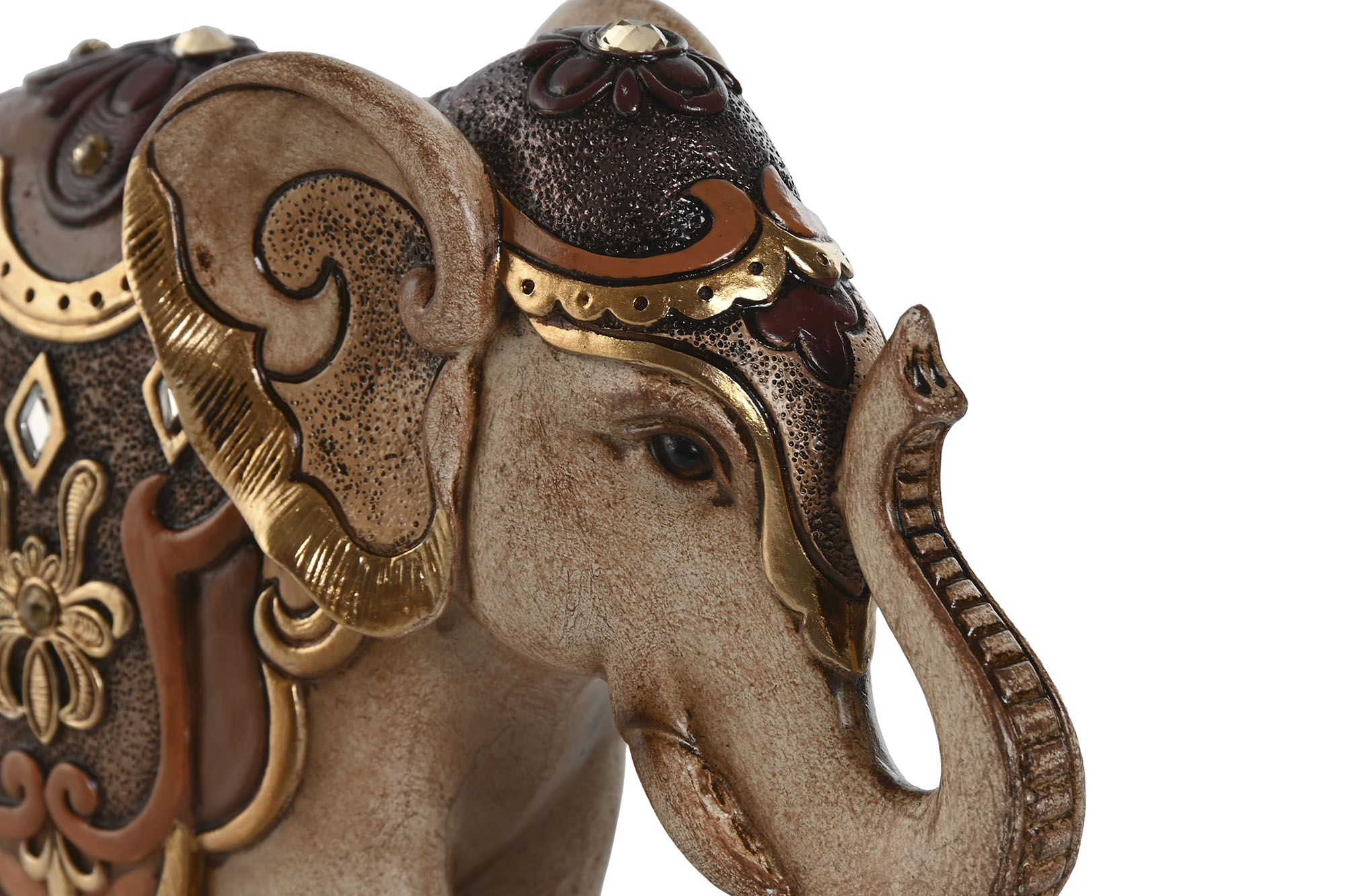 FIGURA RESINA 19,5X6X15,5 ELEFANTE DORADO NARANJA 2
