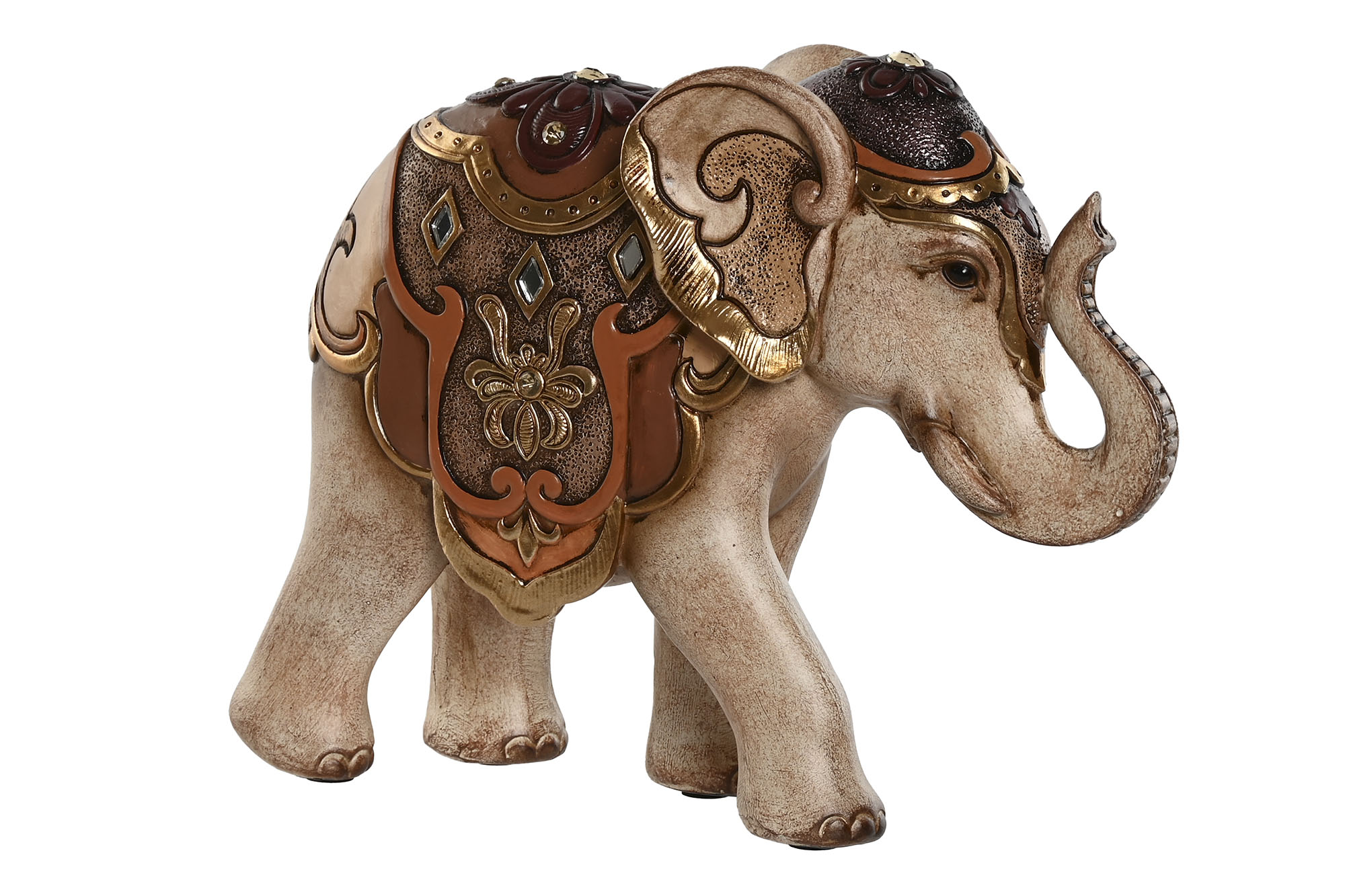 FIGURA RESINA 19,5X6X15,5 ELEFANTE DORADO NARANJA