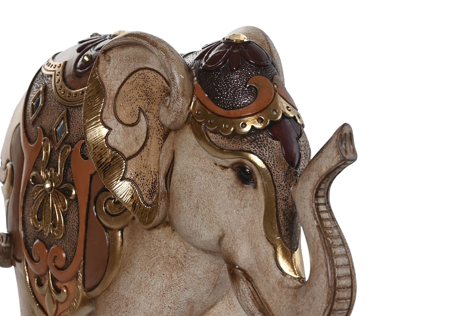 FIGURA RESINA 23X8X18,5 ELEFANTE DORADO NARANJA 2