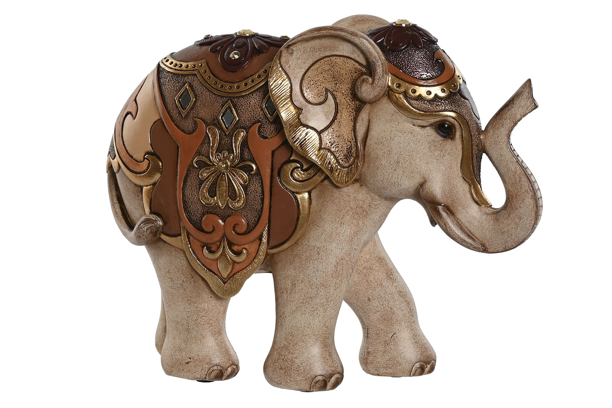 FIGURA RESINA 23X8X18,5 ELEFANTE DORADO NARANJA