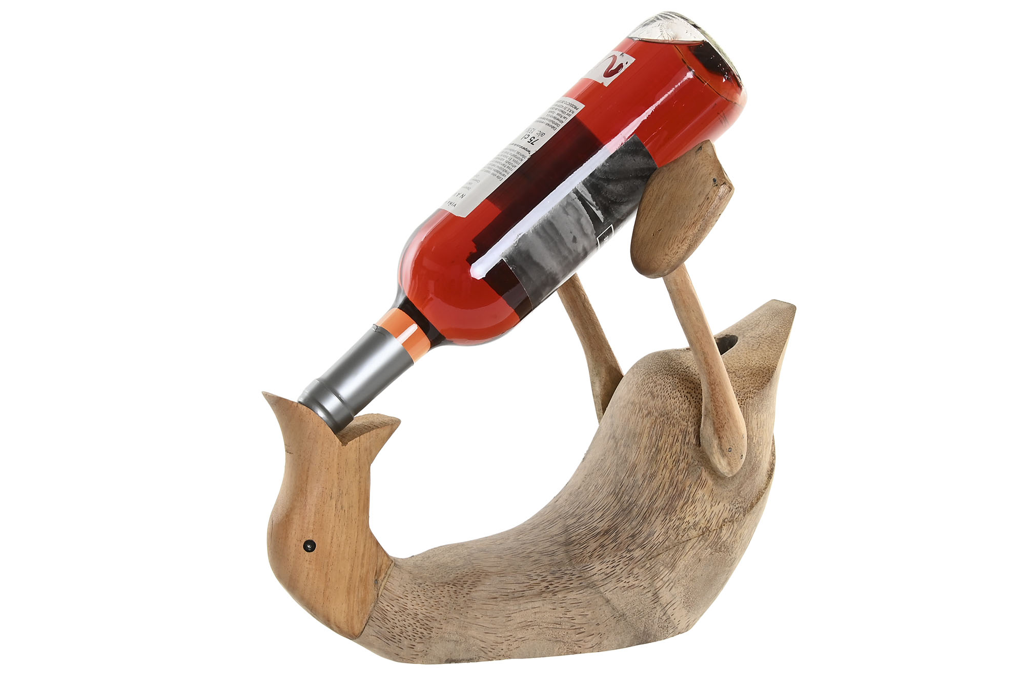 PATO MADERA 35X10X27 PORTA BOTELLA NATURAL 5