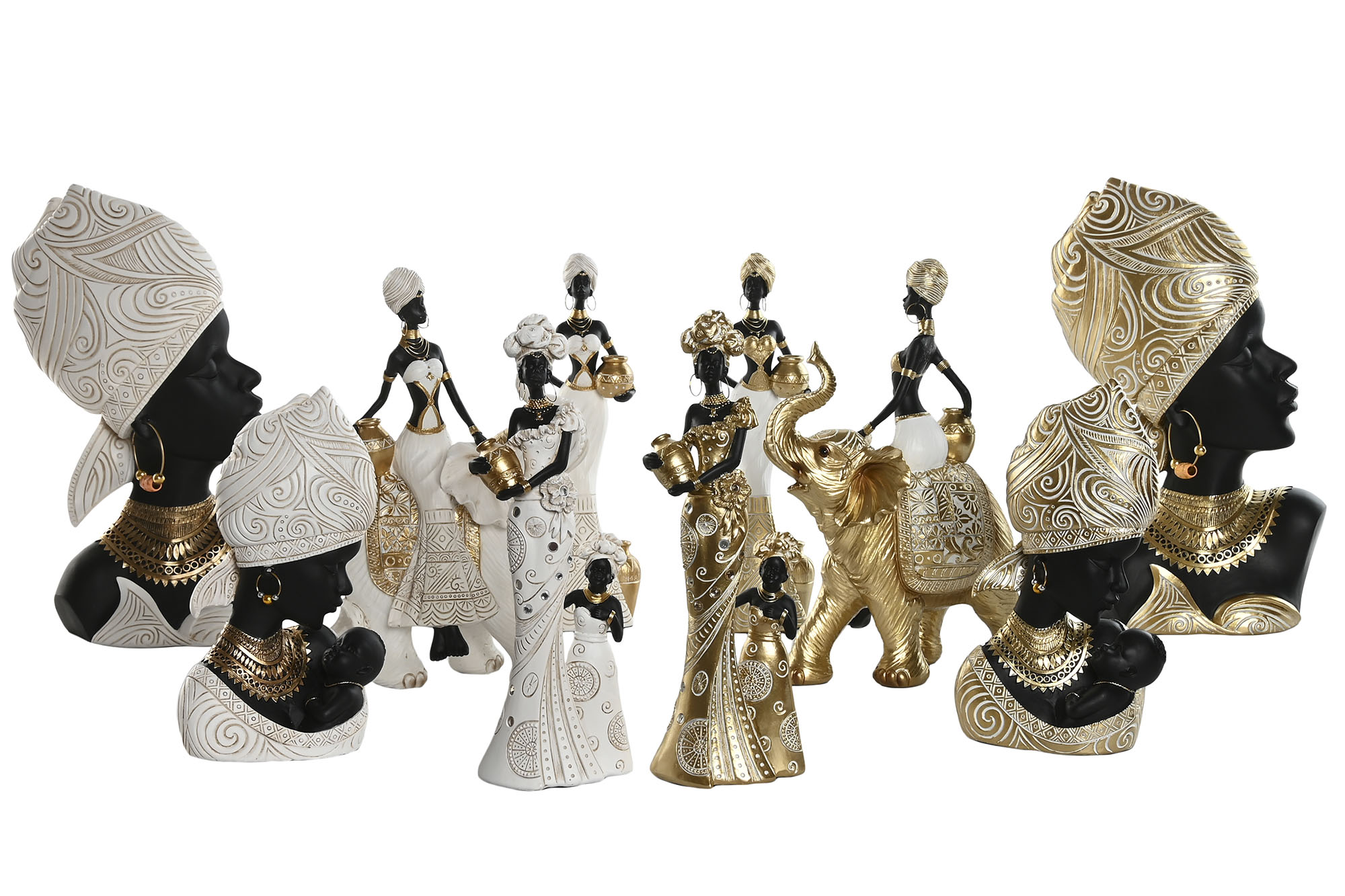 FIGURA RESINA 15X9X25 AFRICANA ORO 3