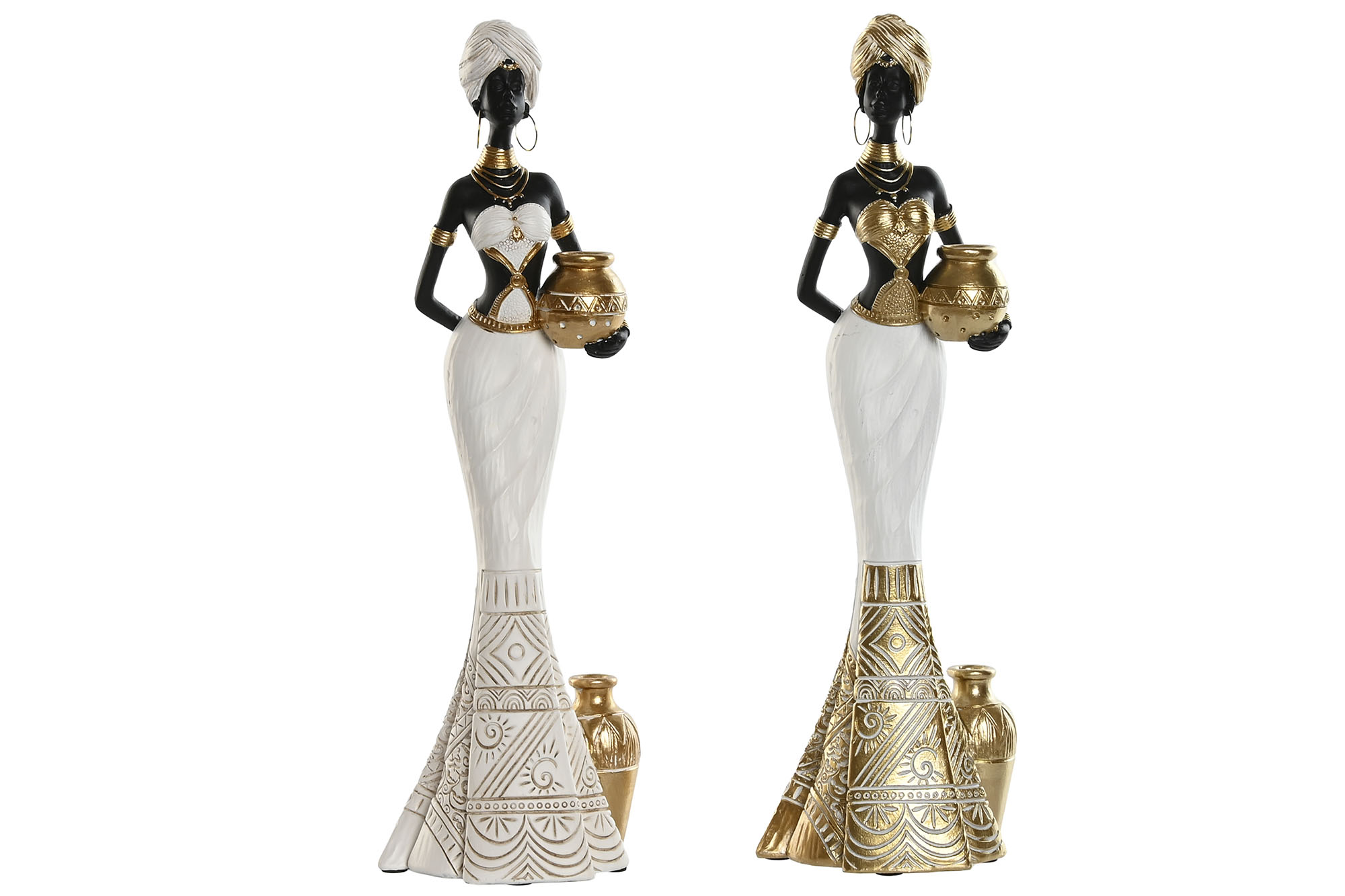 FIGURA RESINA 9,5X7,5X31 AFRICANA ORO
