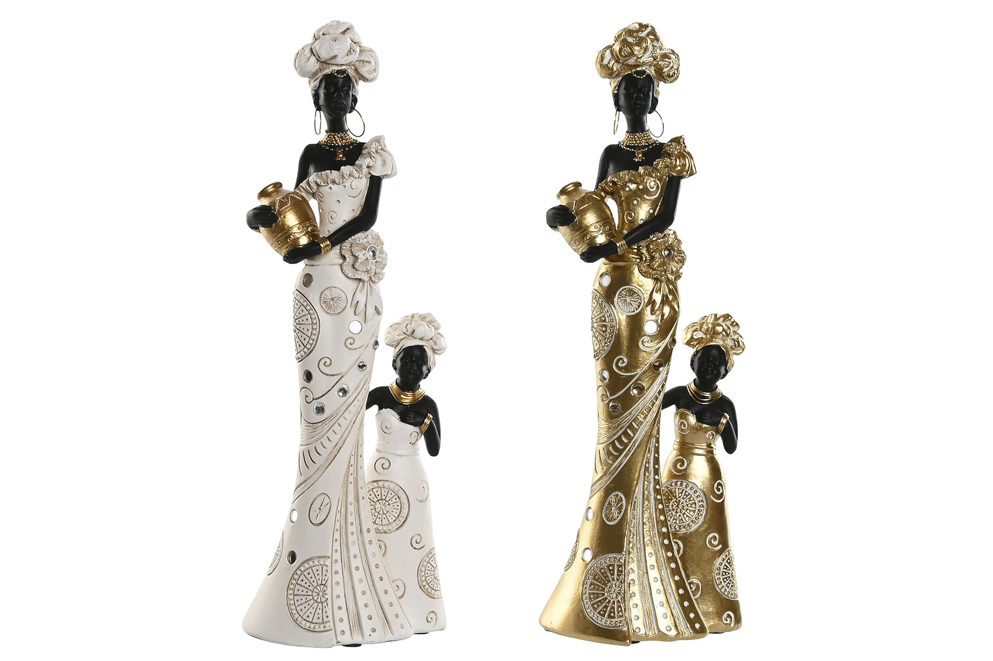 FIGURA RESINA 10X7X31 AFRICANA ORO