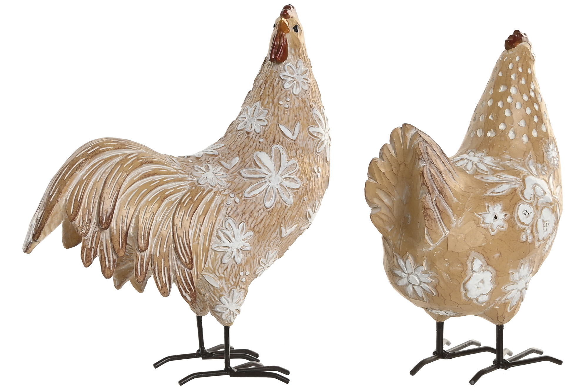 FIGURA RESINA 22,5X10X23,5 GALLO GALLINA DOBLA 3