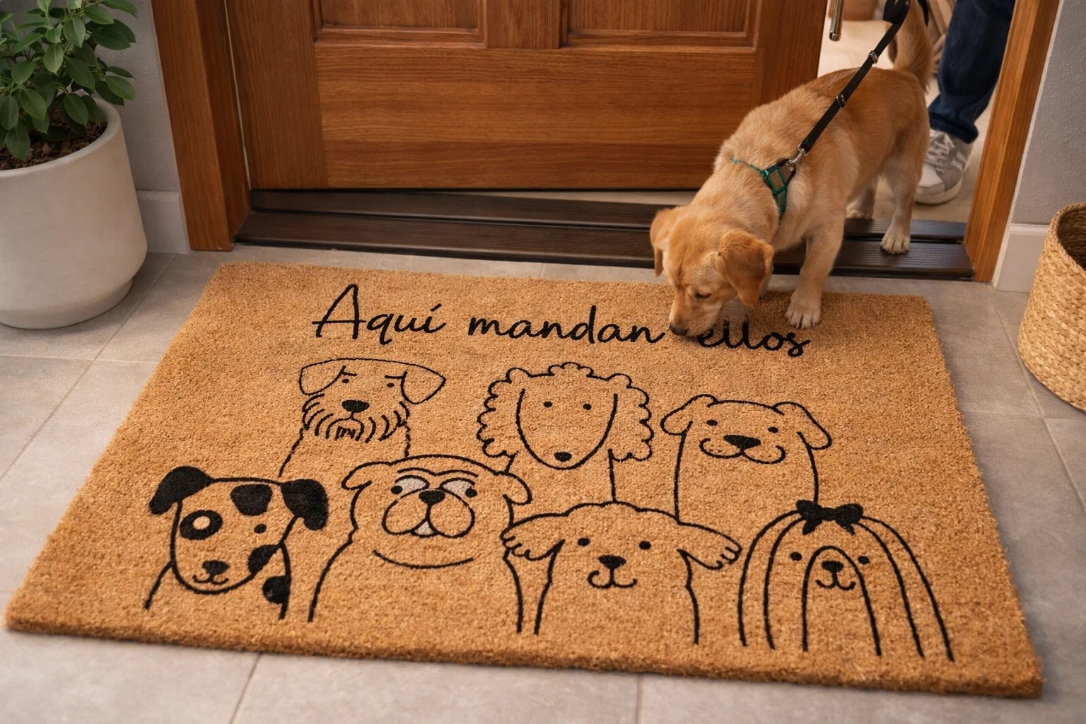 FELPUDO FIBRA COCO GOMA 60X40X1,5 PERROS LOVER 2