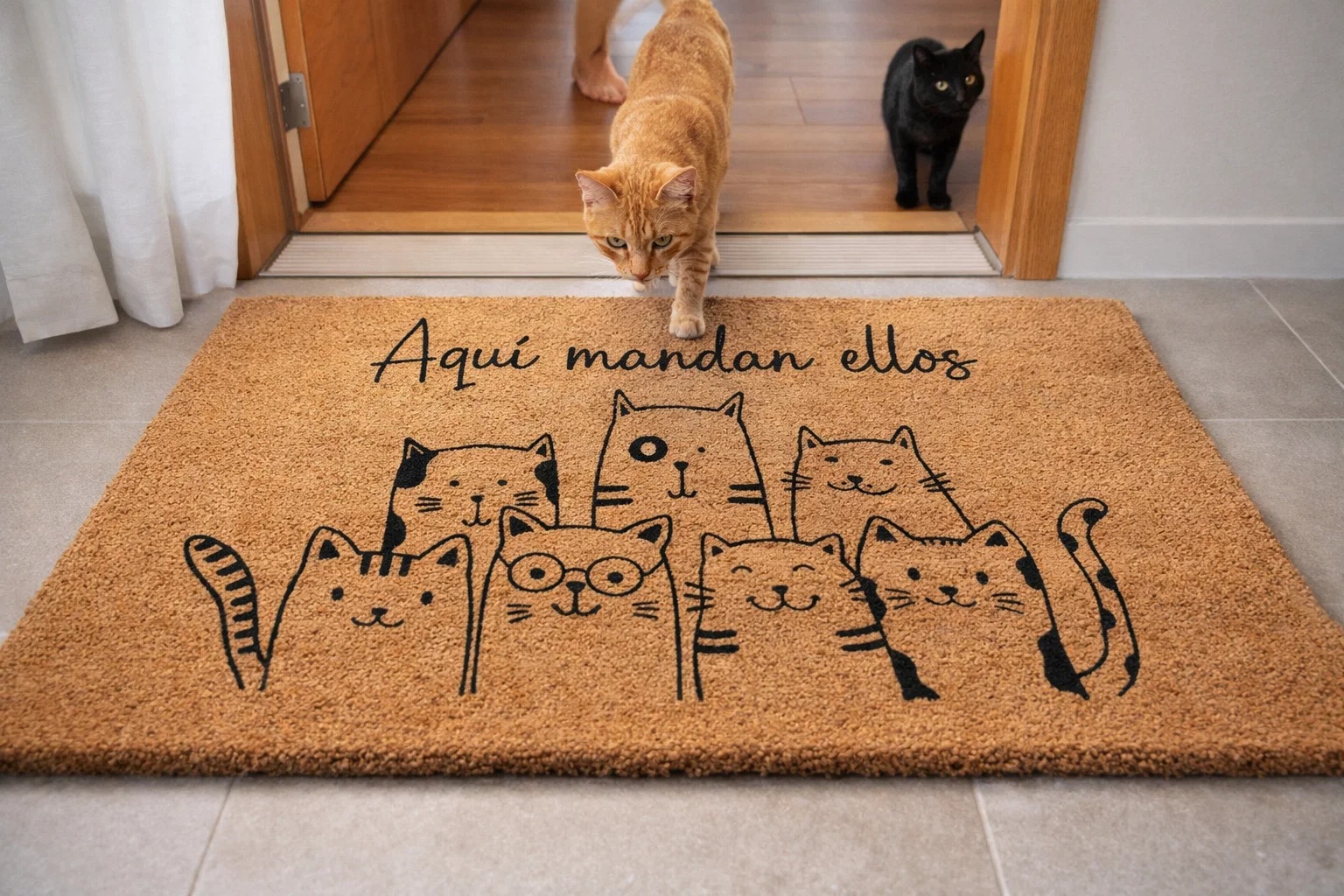 FELPUDO FIBRA COCO GOMA 60X40X1,5 GATOS LOVER 2