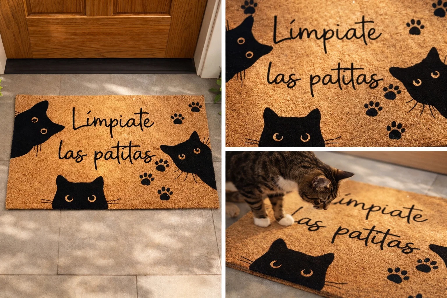 FELPUDO FIBRA COCO GOMA 60X40X1,5 GATOS LIMPIATE 2
