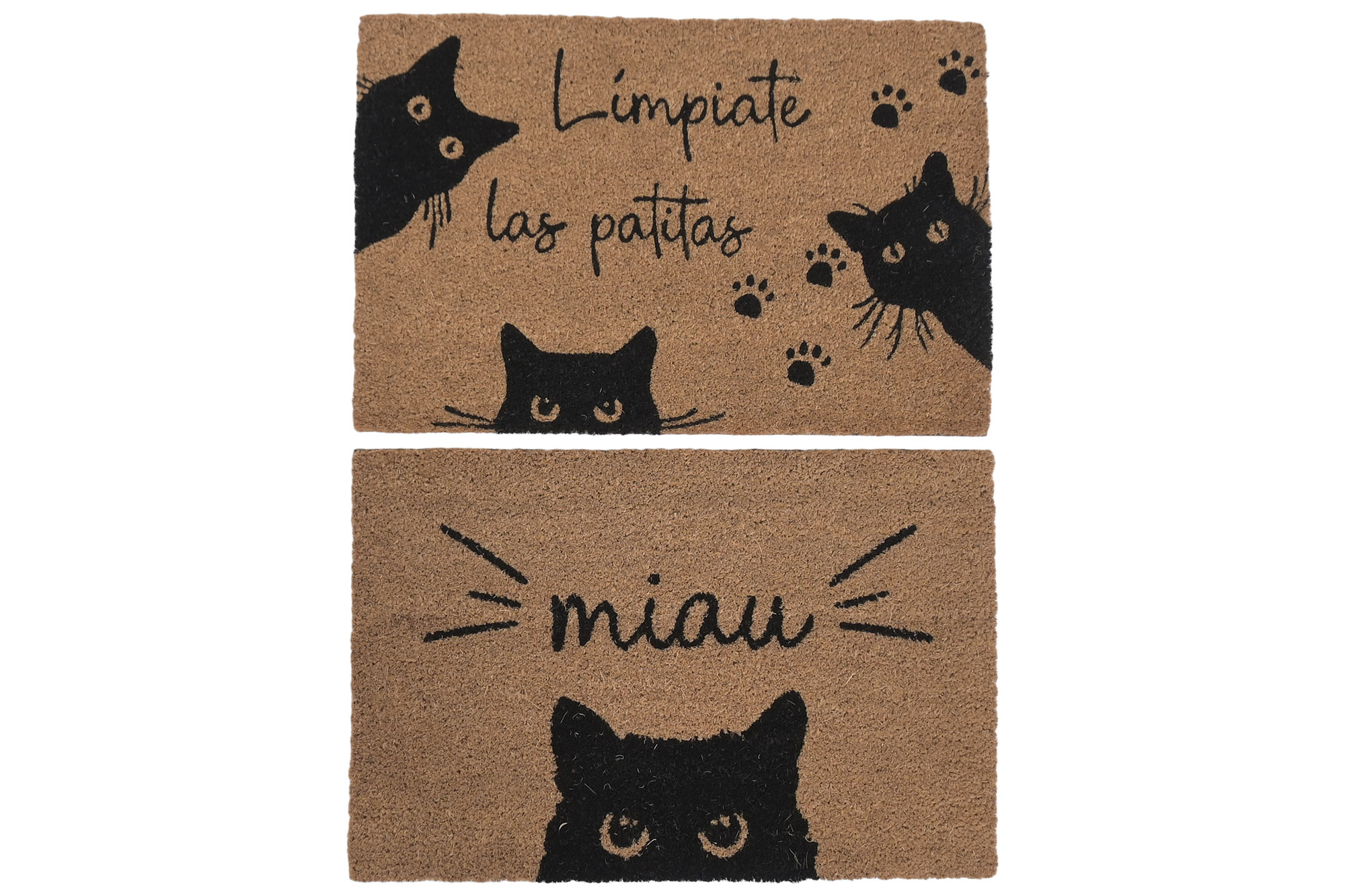 FELPUDO FIBRA COCO GOMA 60X40X1,5 GATOS MIAU