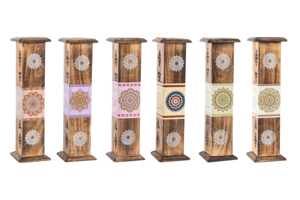 SOPORTE INCIENSO SET 10 MADERA 8X8X30 25 CM, MANDA