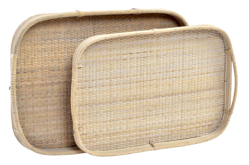BANDEJA SET 2 RATAN 56X36X5,5 DECORACION NATURAL
