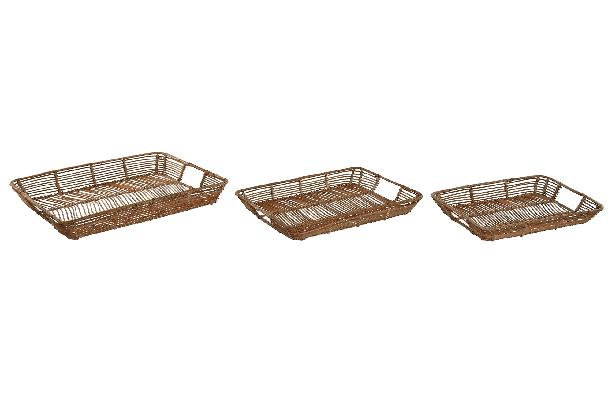 BANDEJA SET 3 RATAN METAL 44X32X6 NATURAL