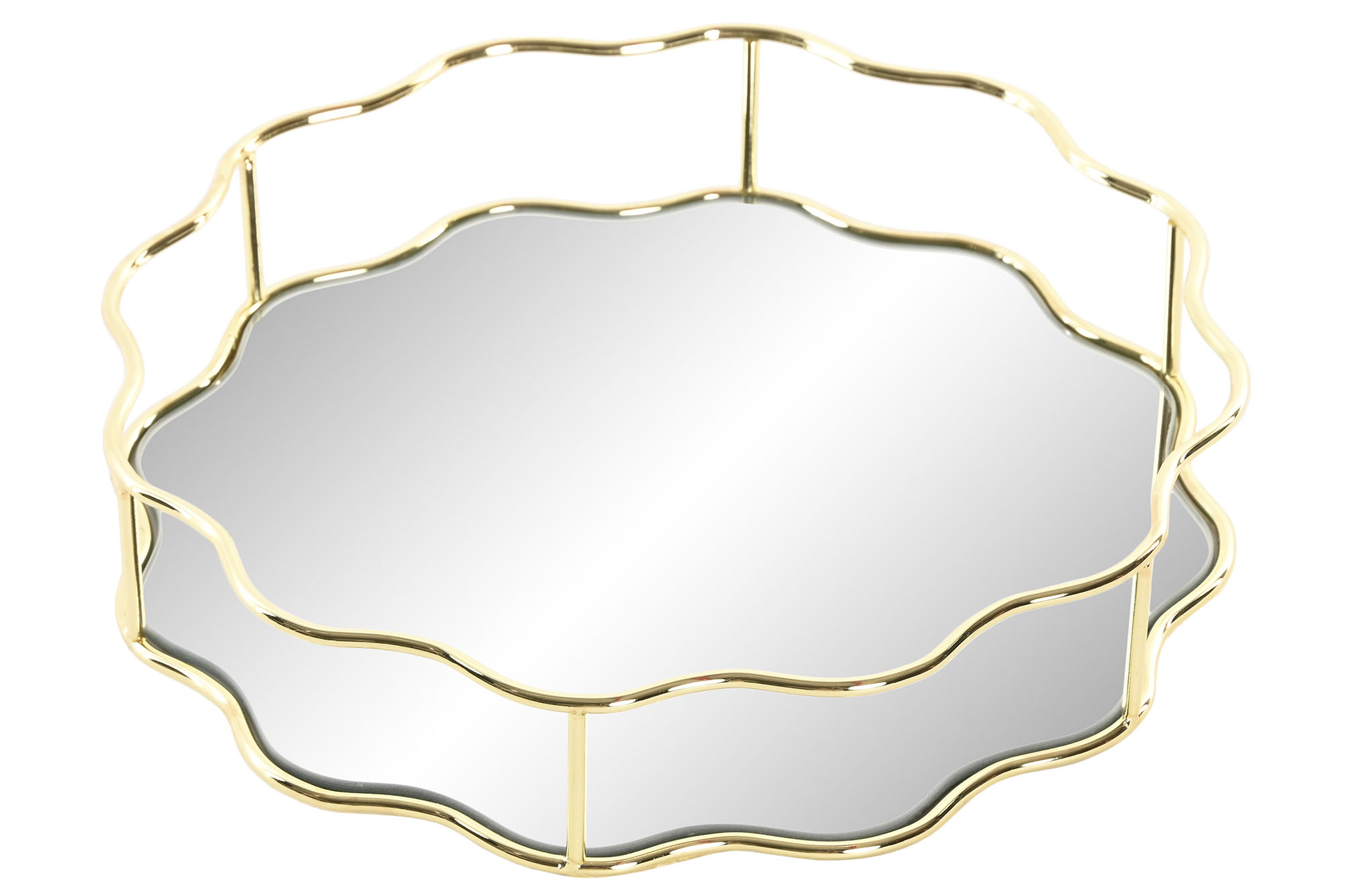 BANDEJA METAL ESPEJO 25X25X5 DORADO 2