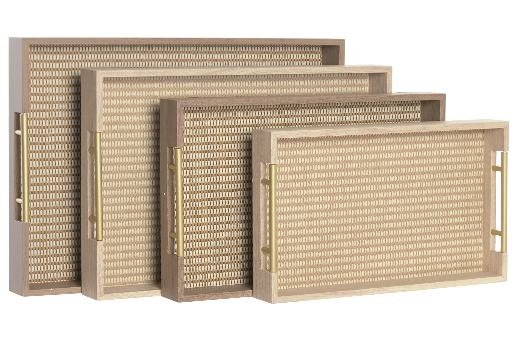BANDEJA DECORACION SET 4 MADERA 52X36X5,5 MARRON