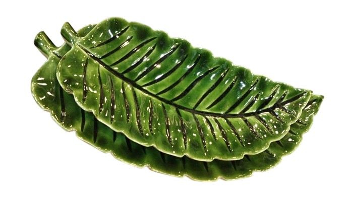 CENTRO MESA SET 2 MANGO 34X14X3 HOJA VERDE