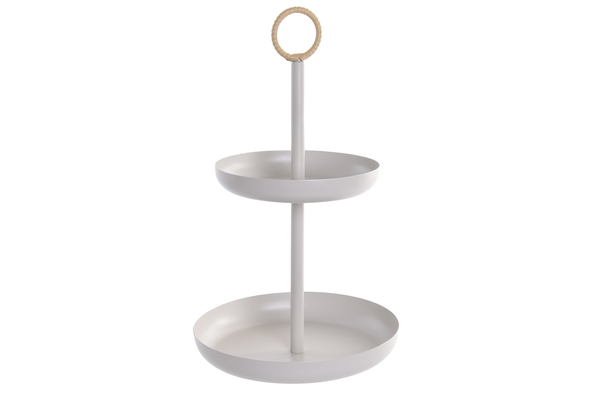 CENTRO MESA METAL PE 24,5X24,5X43 2 PISOS CREMA