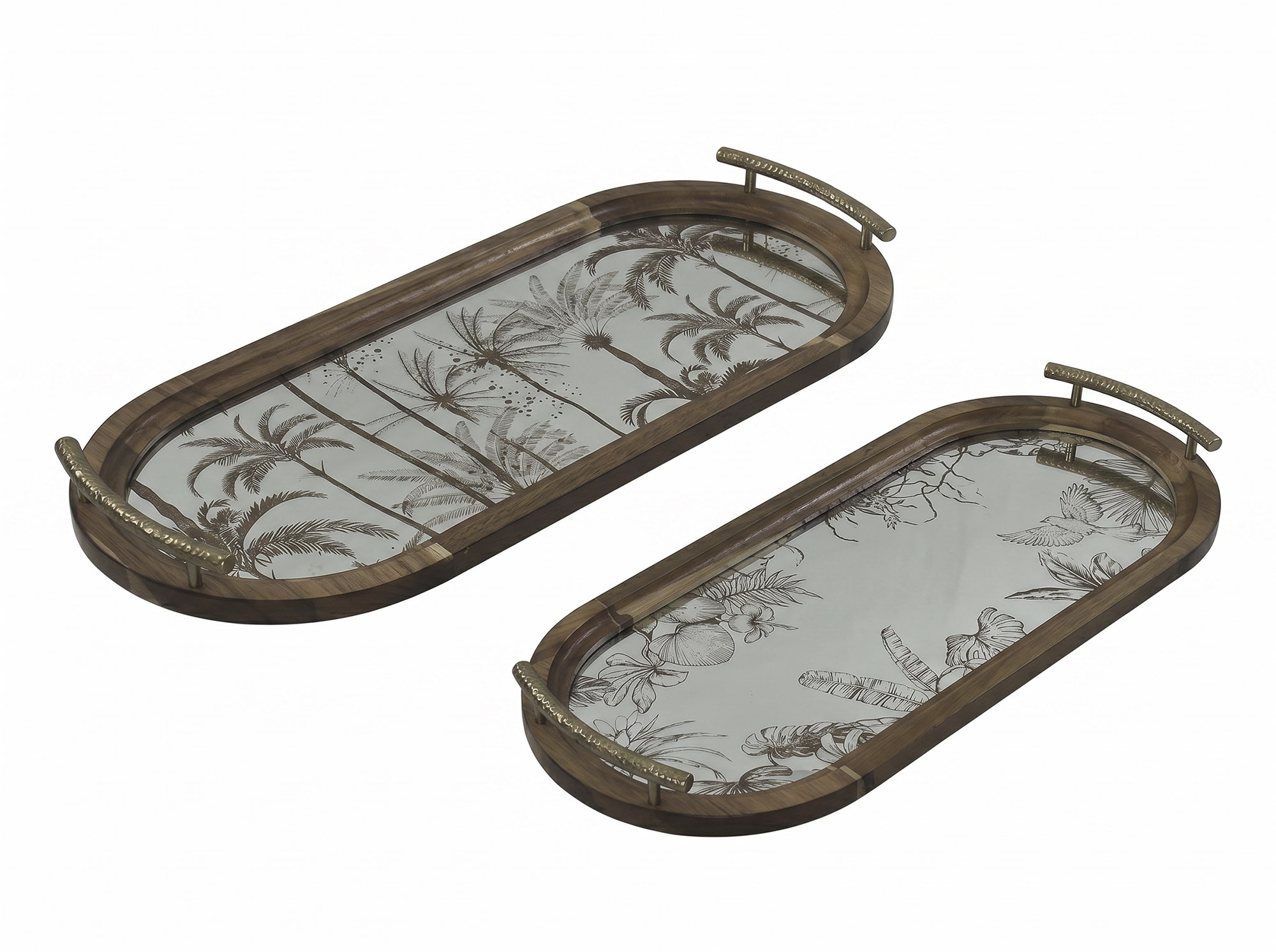BANDEJA ACACIA CRISTAL 54X23X5 PALMERAS 2 SURT.
