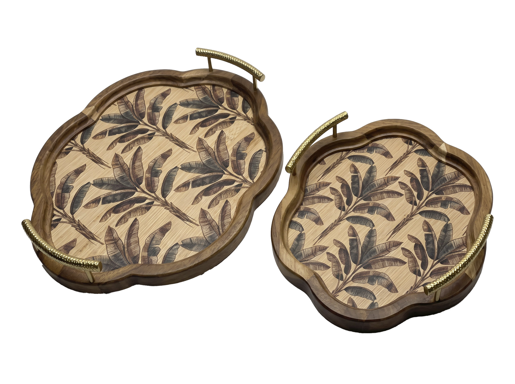 BANDEJA SET 2 ACACIA METAL 40X38X4,5 MARRON