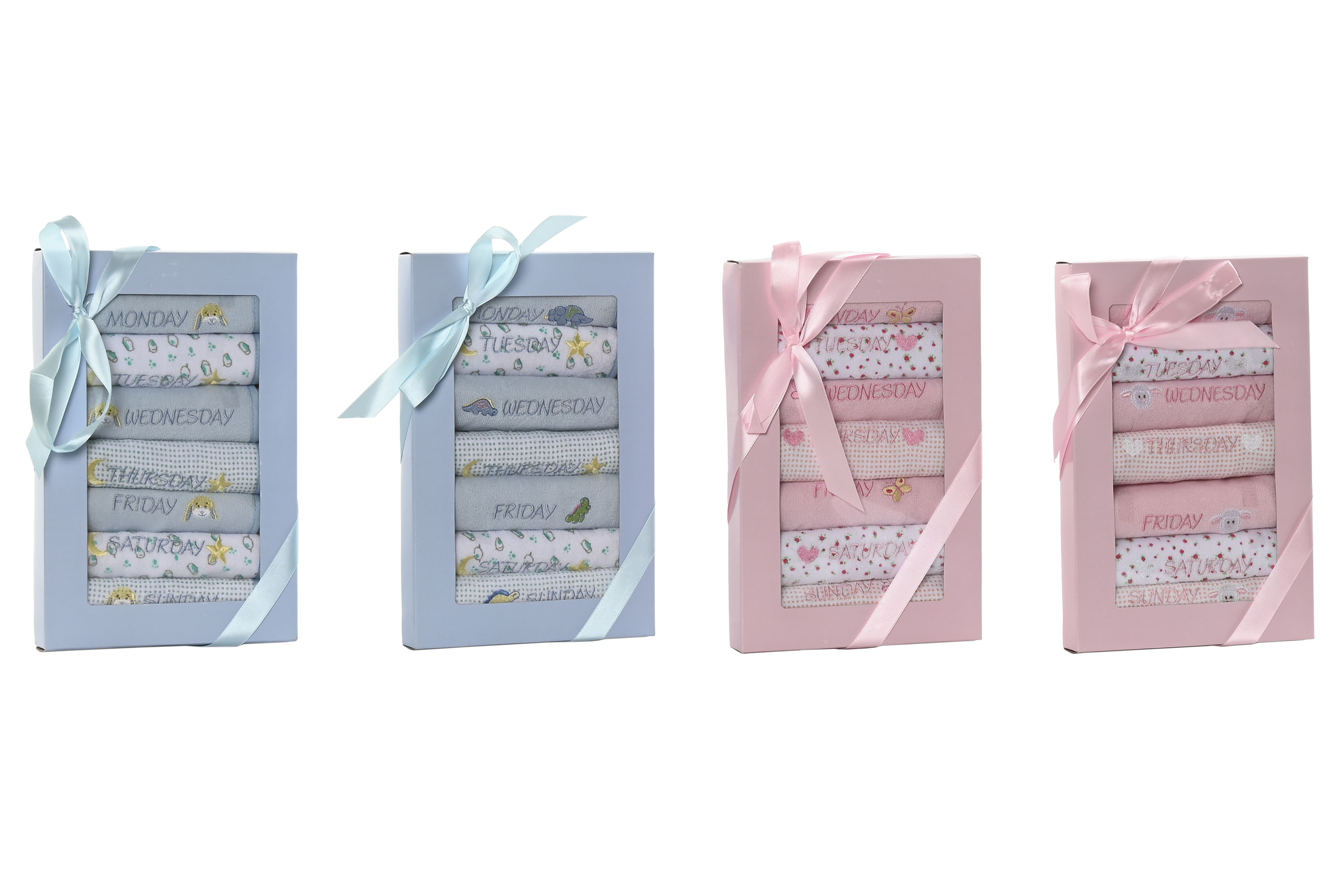 BABERO SET 7 ALGODON 19X29X3 INGLES 4 SURT.
