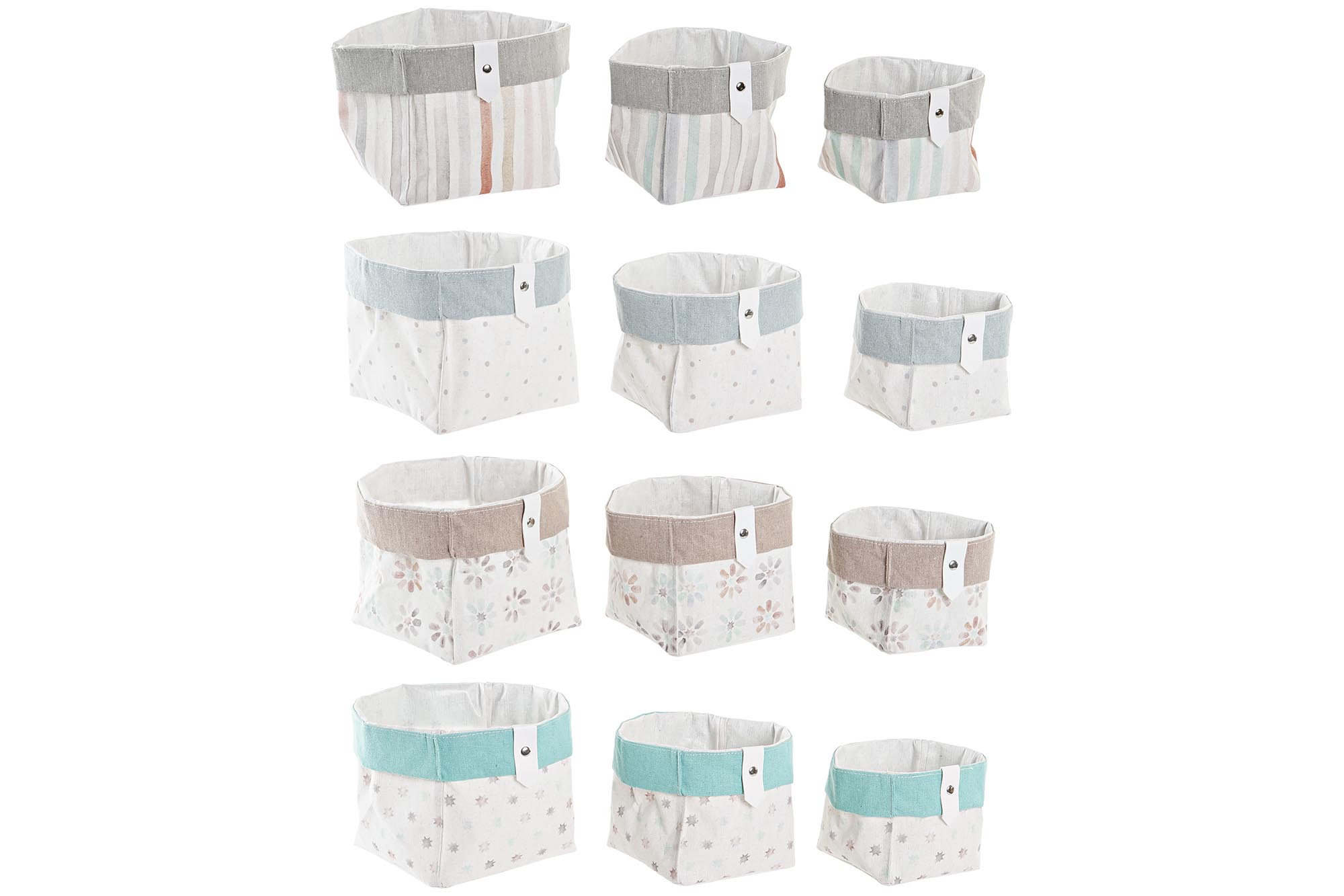 CESTA SET 3 ALGODON POLIESTER 14X14X14 4 SURT.