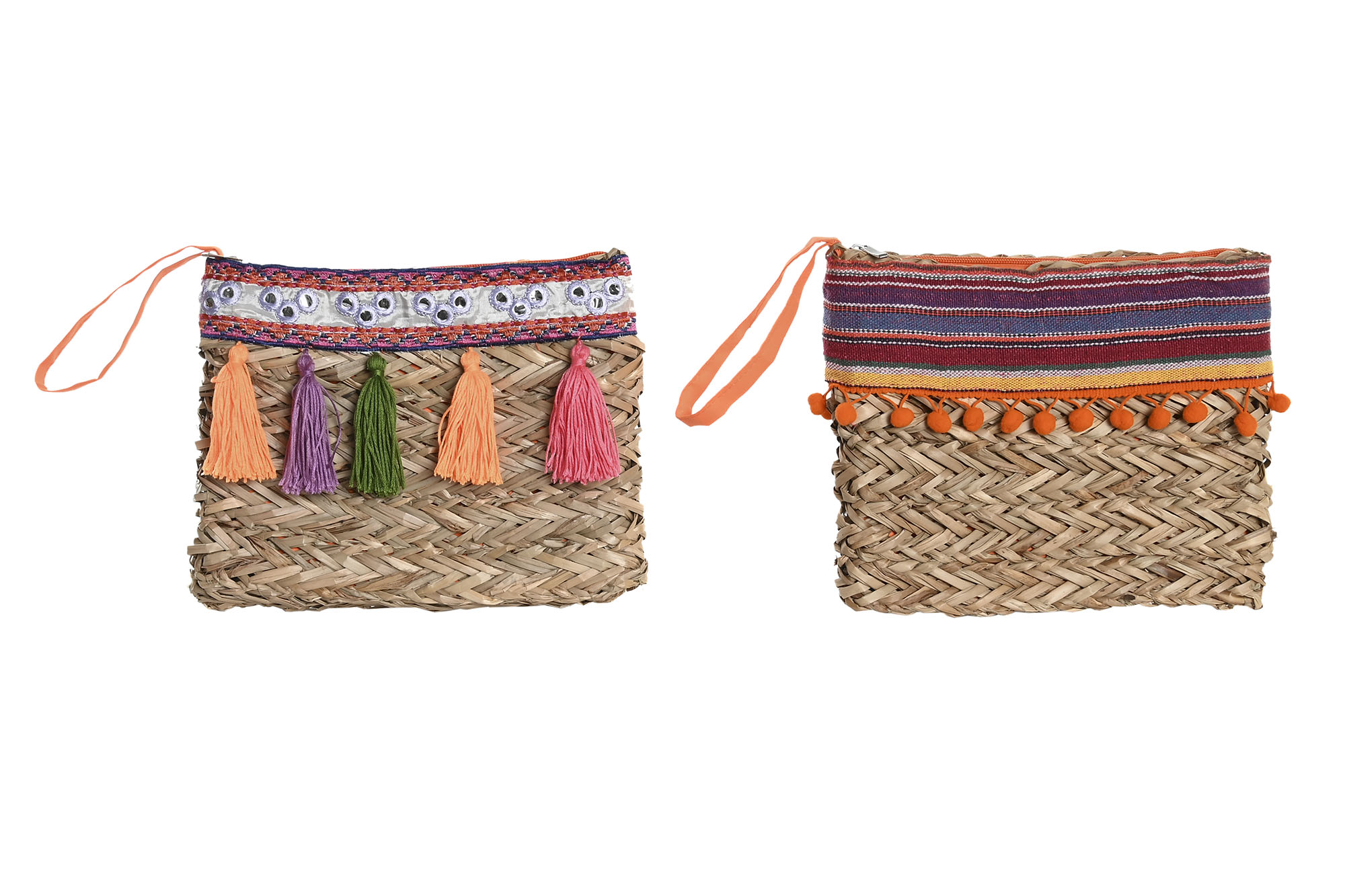 BOLSO MIMBRE POLIESTER 26X4X20 FLECOS 2 SURT.