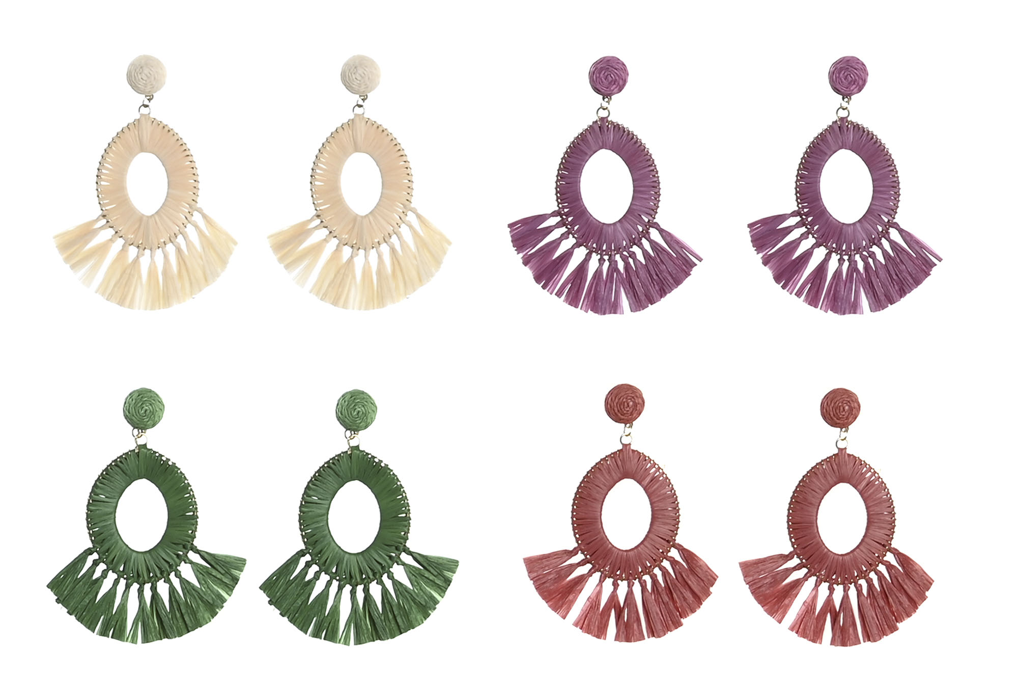 PENDIENTES SET 2 RAFIA METAL 8X0,5X7 4 SURT.