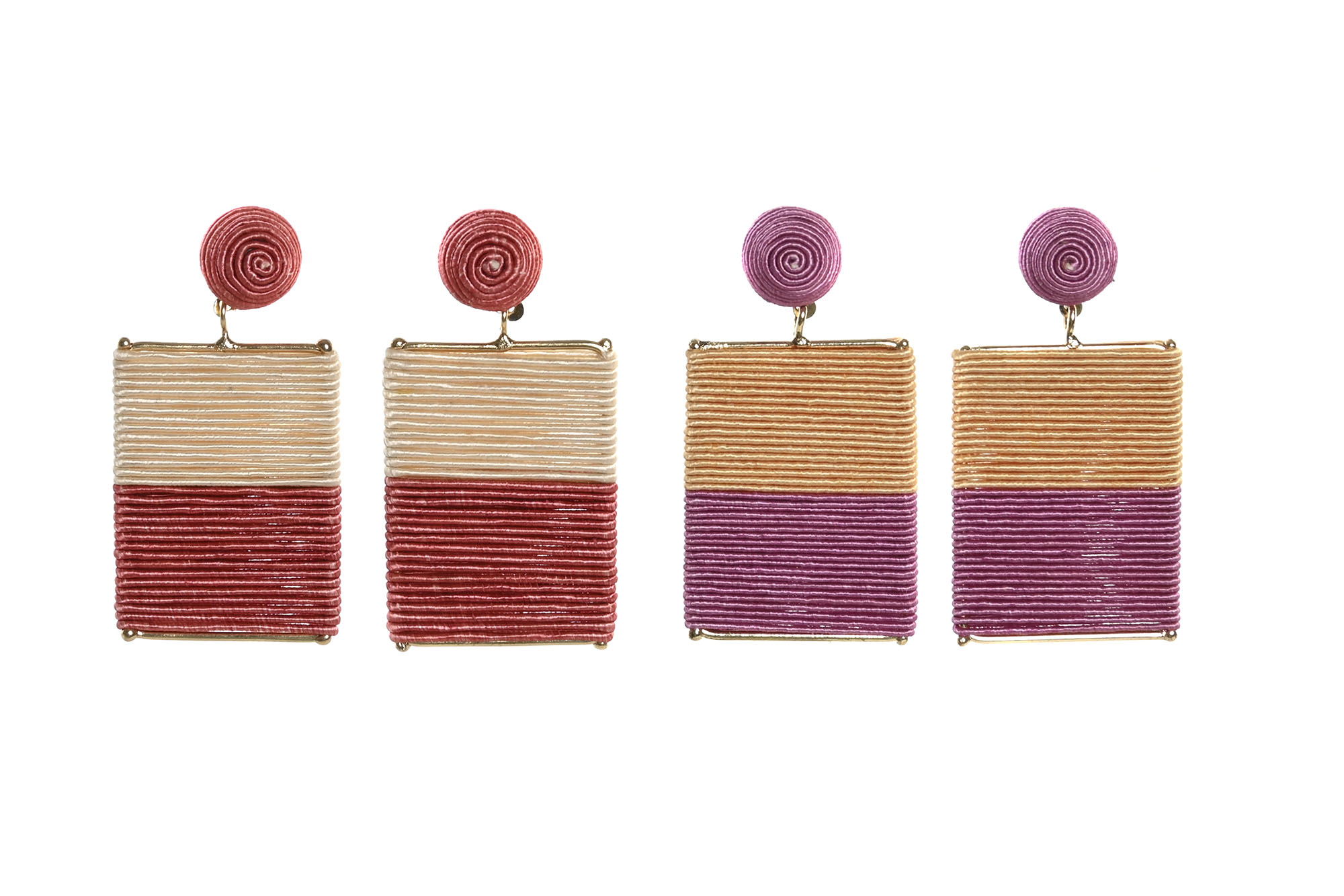 PENDIENTES SET 2 RAFIA METAL 3X0,5X6 2 SURT.